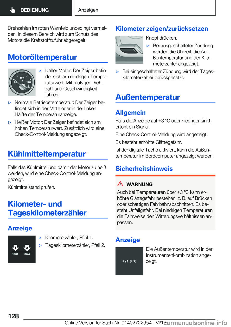 BMW M4 2019  Betriebsanleitungen (in German) �D�r�e�h�z�a�h�l�e�n��i�m��r�o�t�e�n��W�a�r�n�f�e�l�d��u�n�b�e�d�i�n�g�t��v�e�r�m�e�ij�d�e�n�.��I�n��d�i�e�s�e�m��B�e�r�e�i�c�h��w�i�r�d��z�u�m��S�c�h�u�t�z��d�e�s
�M�o�t�o�r�s��d�i�e��
