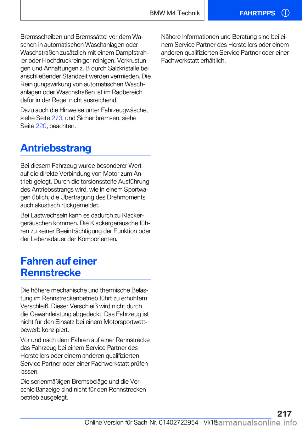 BMW M4 2019  Betriebsanleitungen (in German) �B�r�e�m�s�s�c�h�e�i�b�e�n��u�n�d��B�r�e�m�s�s�