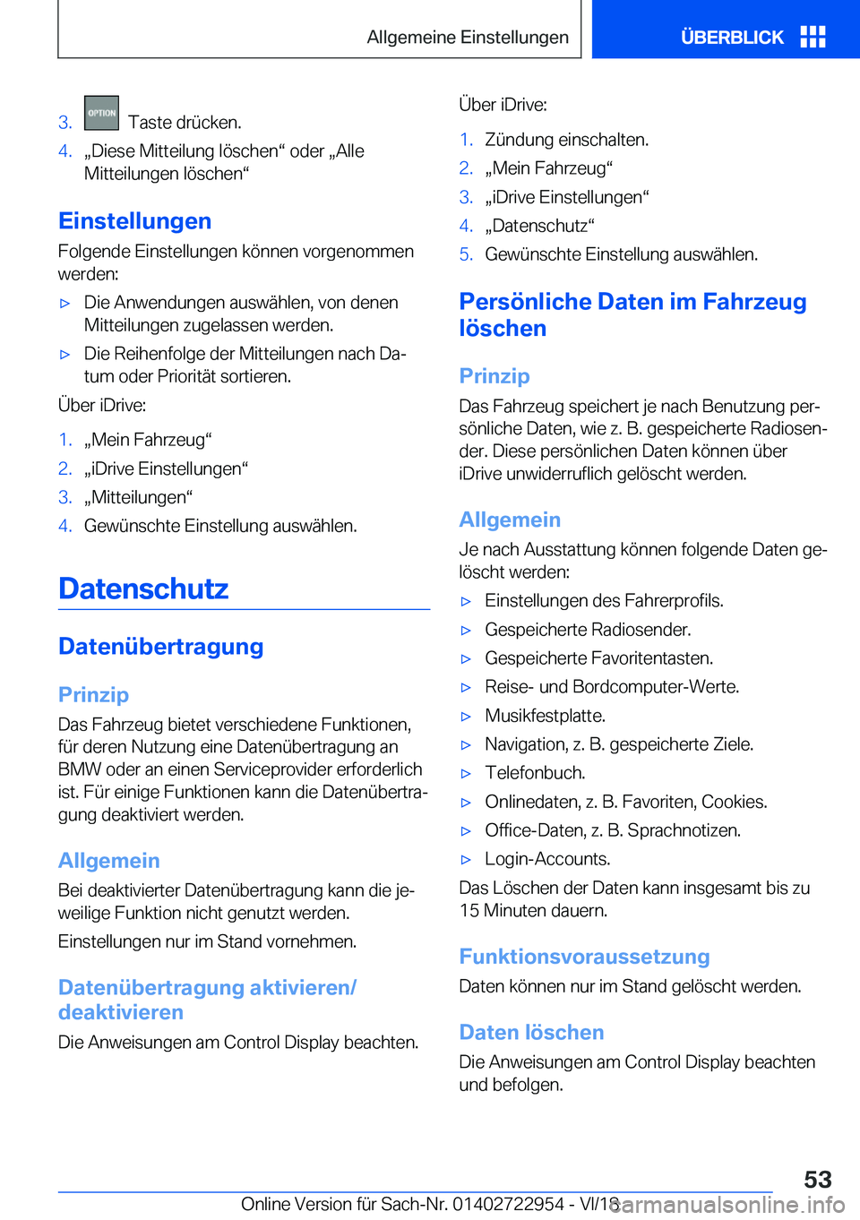 BMW M4 2019  Betriebsanleitungen (in German) �3�.���T�a�s�t�e��d�r�