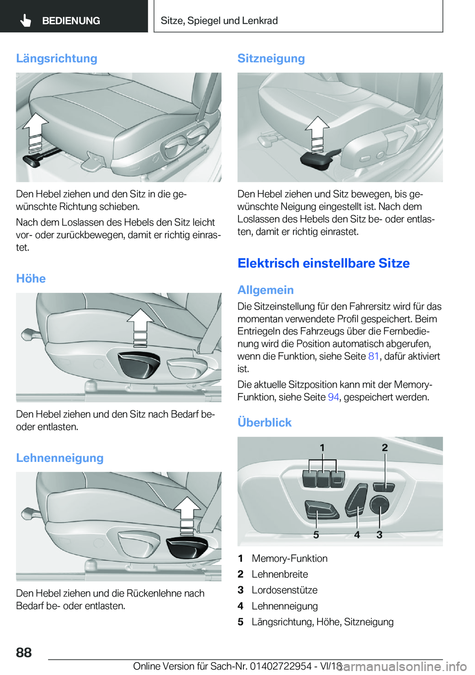 BMW M4 2019  Betriebsanleitungen (in German) �L�