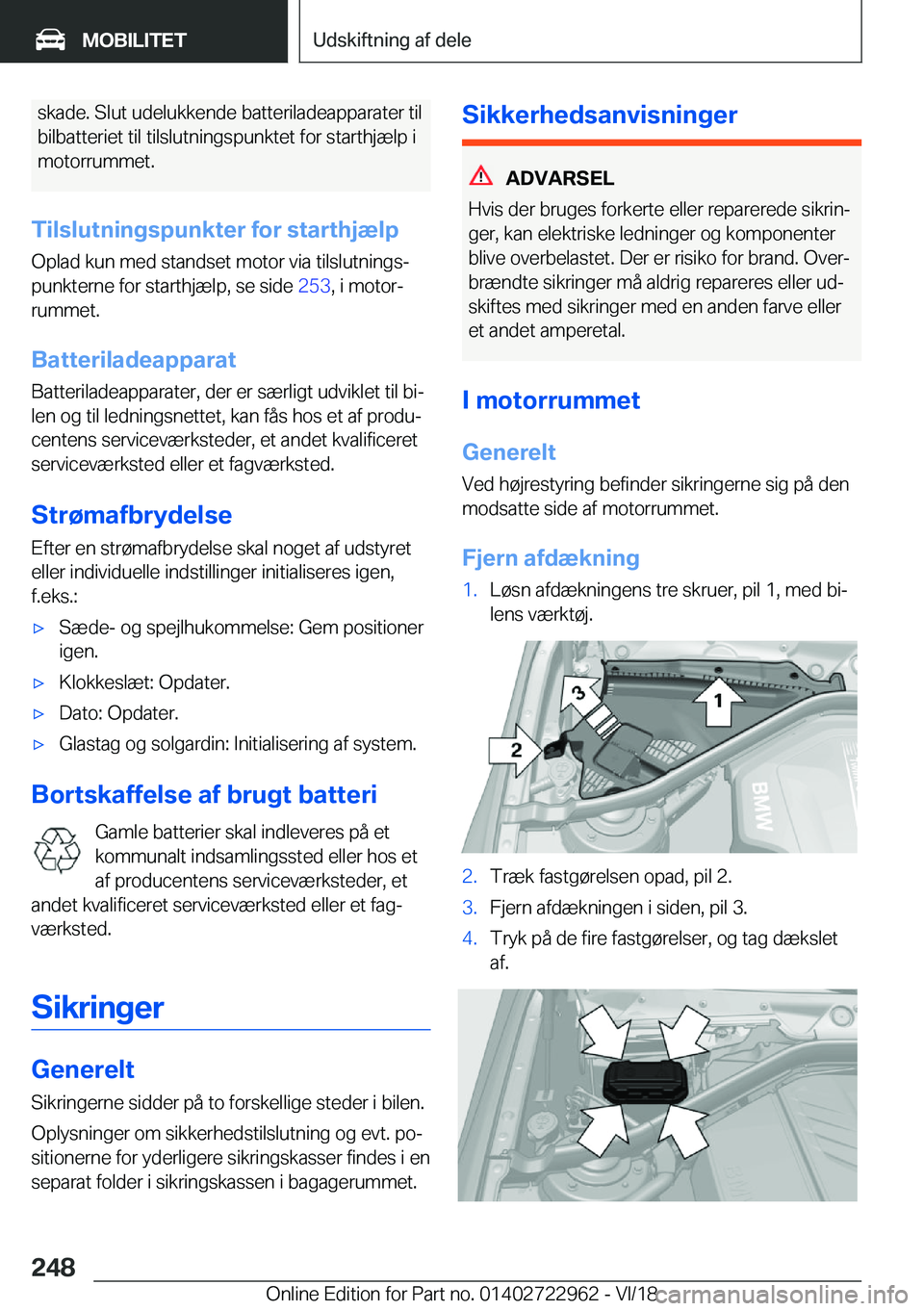BMW M4 2019  InstruktionsbØger (in Danish) �s�k�a�d�e�.��S�l�u�t��u�d�e�l�u�k�k�e�n�d�e��b�a�t�t�e�r�i�l�a�d�e�a�p�p�a�r�a�t�e�r��t�i�l
�b�i�l�b�a�t�t�e�r�i�e�t��t�i�l��t�i�l�s�l�u�t�n�i�n�g�s�p�u�n�k�t�e�t��f�o�r��s�t�a�r�t�h�j�æ�l�p