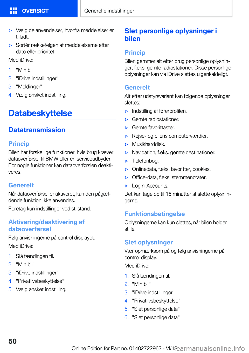 BMW M4 2019  InstruktionsbØger (in Danish) 'x�V�æ�l�g��d�e��a�n�v�e�n�d�e�l�s�e�r�,��h�v�o�r�f�r�a��m�e�d�d�e�l�e�l�s�e�r��e�r�t�i�l�l�a�d�t�.'x�S�o�r�t�