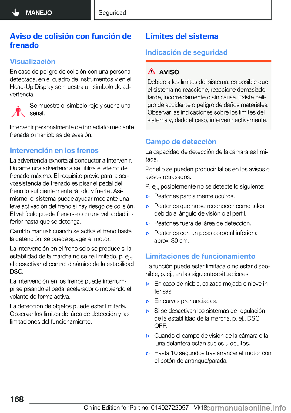 BMW M4 2019  Manuales de Empleo (in Spanish) �A�v�i�s�o��d�e��c�o�l�i�s�i�
