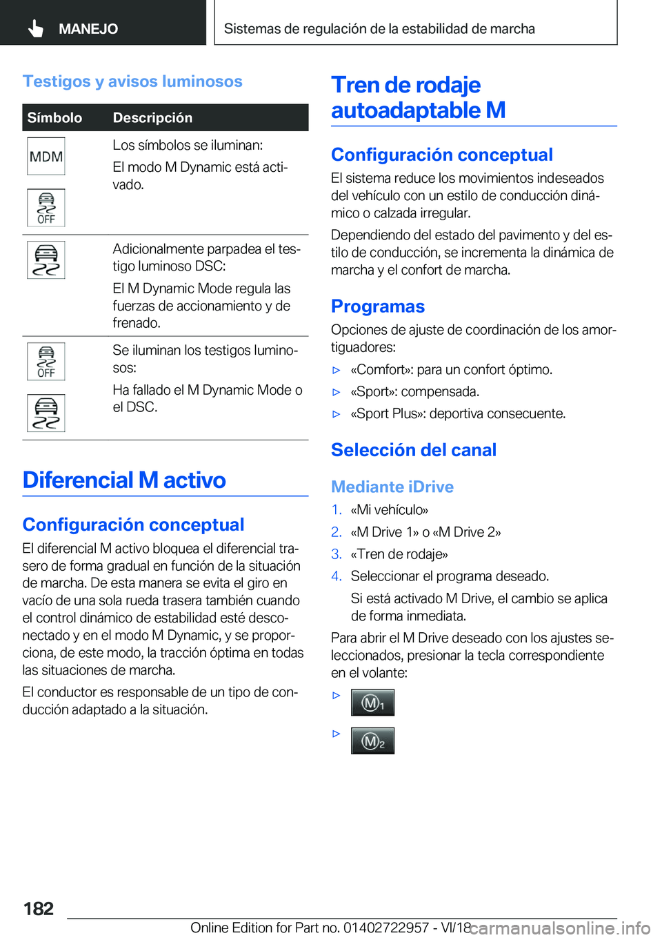 BMW M4 2019  Manuales de Empleo (in Spanish) �T�e�s�t�i�g�o�s��y��a�v�i�s�o�s��l�u�m�i�n�o�s�o�s�S�