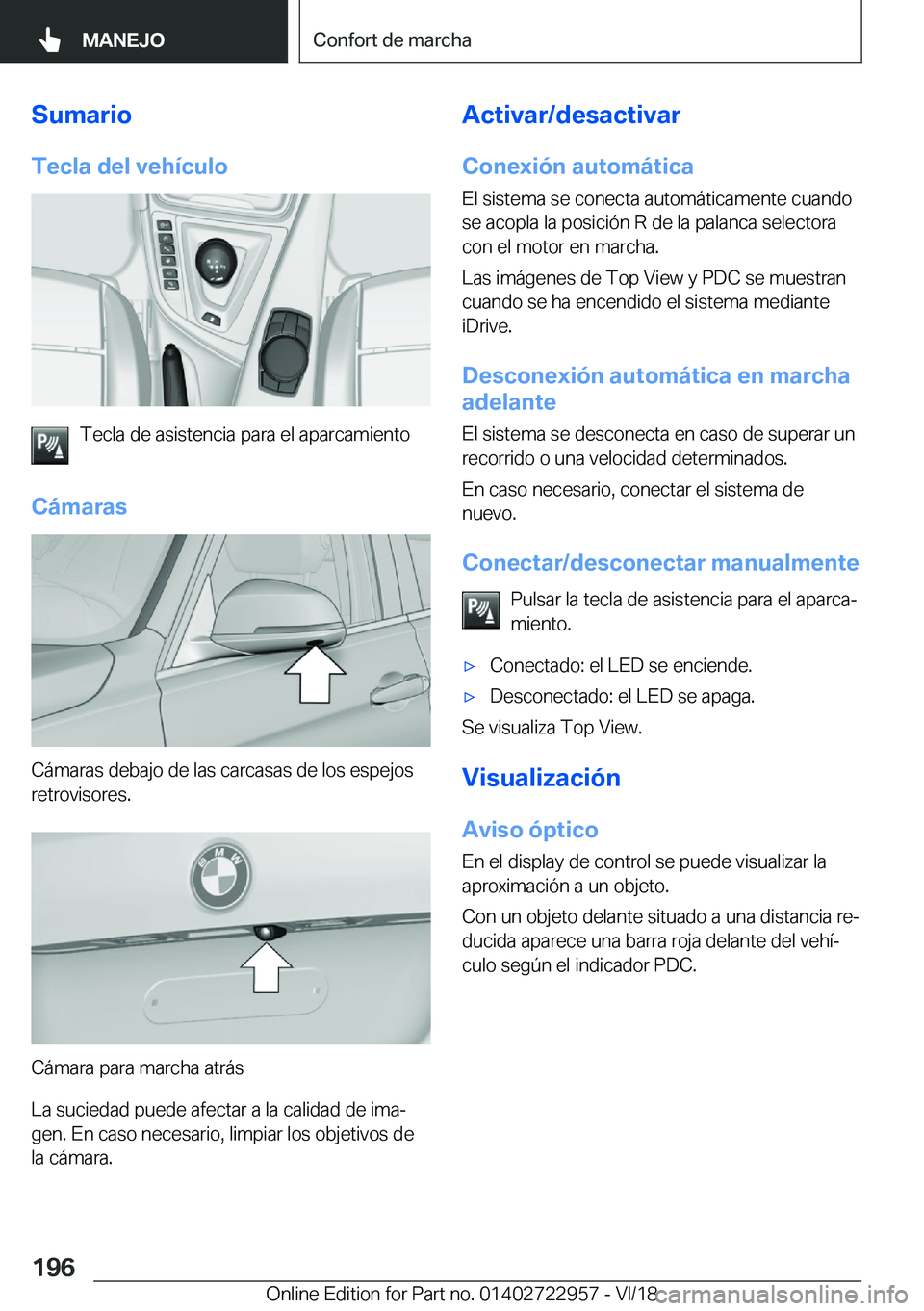 BMW M4 2019  Manuales de Empleo (in Spanish) �S�u�m�a�r�i�o�T�e�c�l�a��d�e�l��v�e�h�