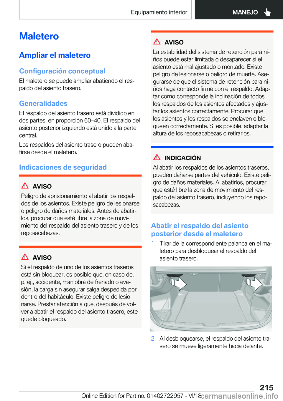 BMW M4 2019  Manuales de Empleo (in Spanish) �M�a�l�e�t�e�r�o
�A�m�p�l�i�a�r��e�l��m�a�l�e�t�e�r�o�C�o�n�f�i�g�u�r�a�c�i�