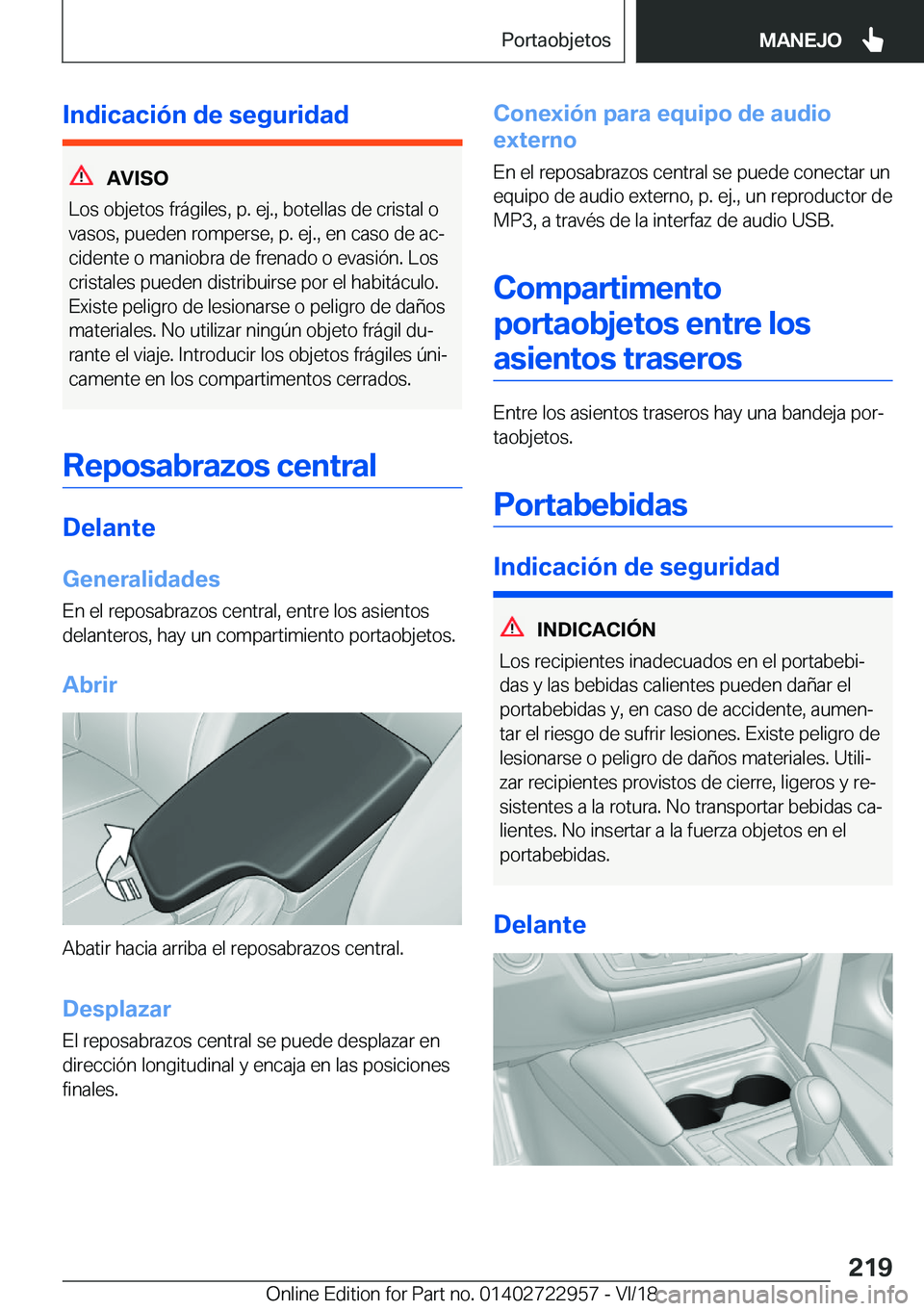 BMW M4 2019  Manuales de Empleo (in Spanish) �I�n�d�i�c�a�c�i�