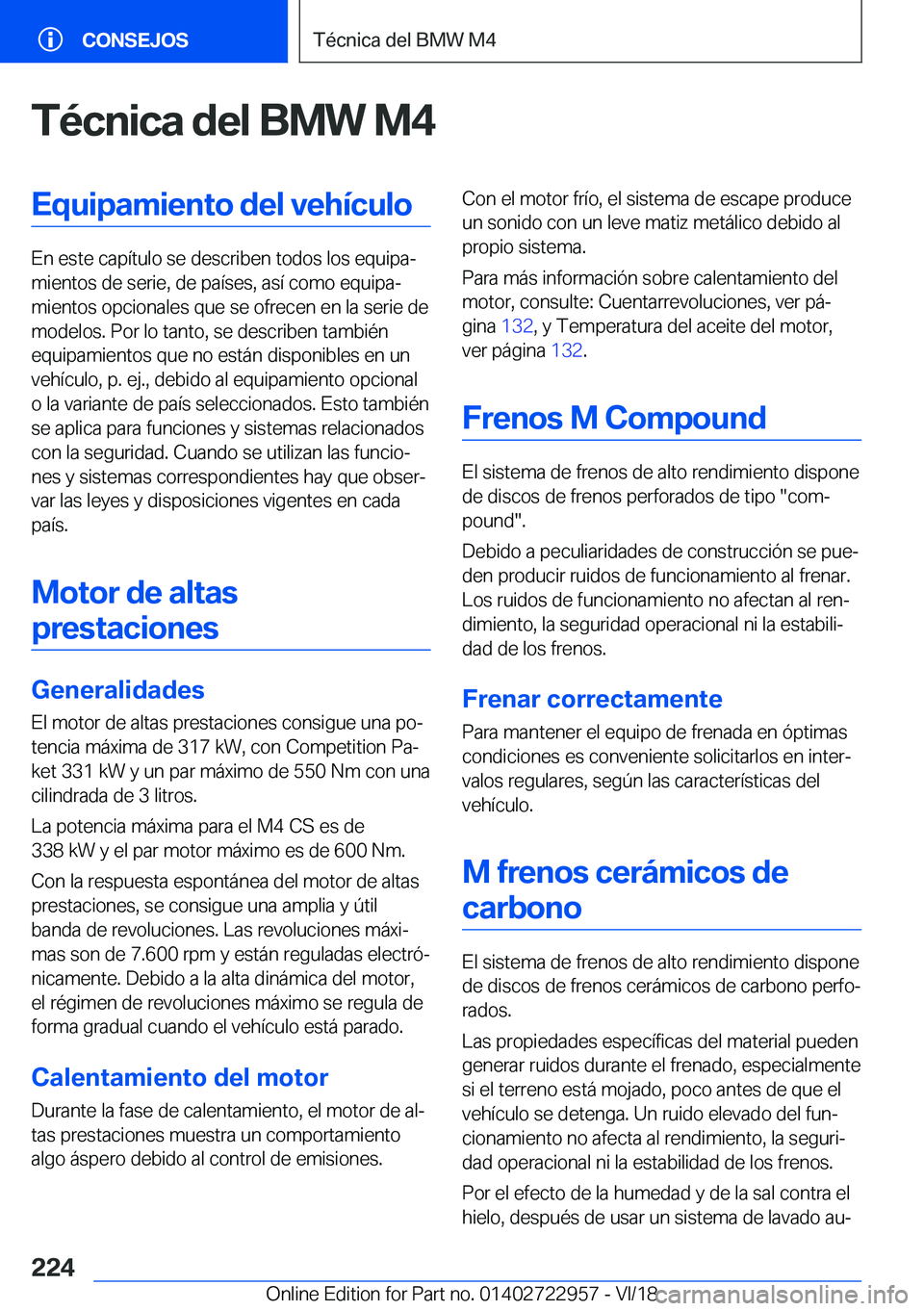 BMW M4 2019  Manuales de Empleo (in Spanish) �T�