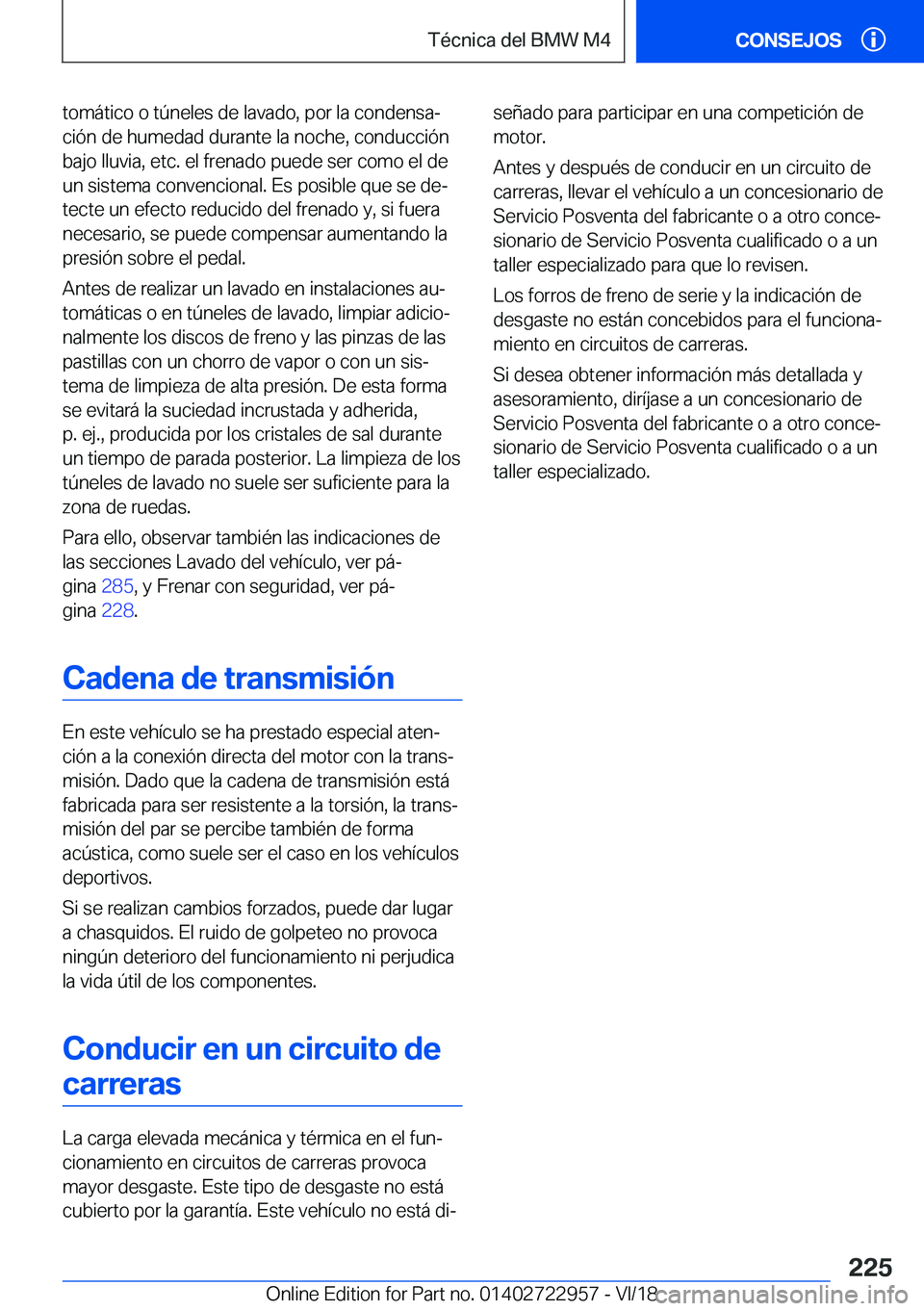 BMW M4 2019  Manuales de Empleo (in Spanish) �t�o�m�
