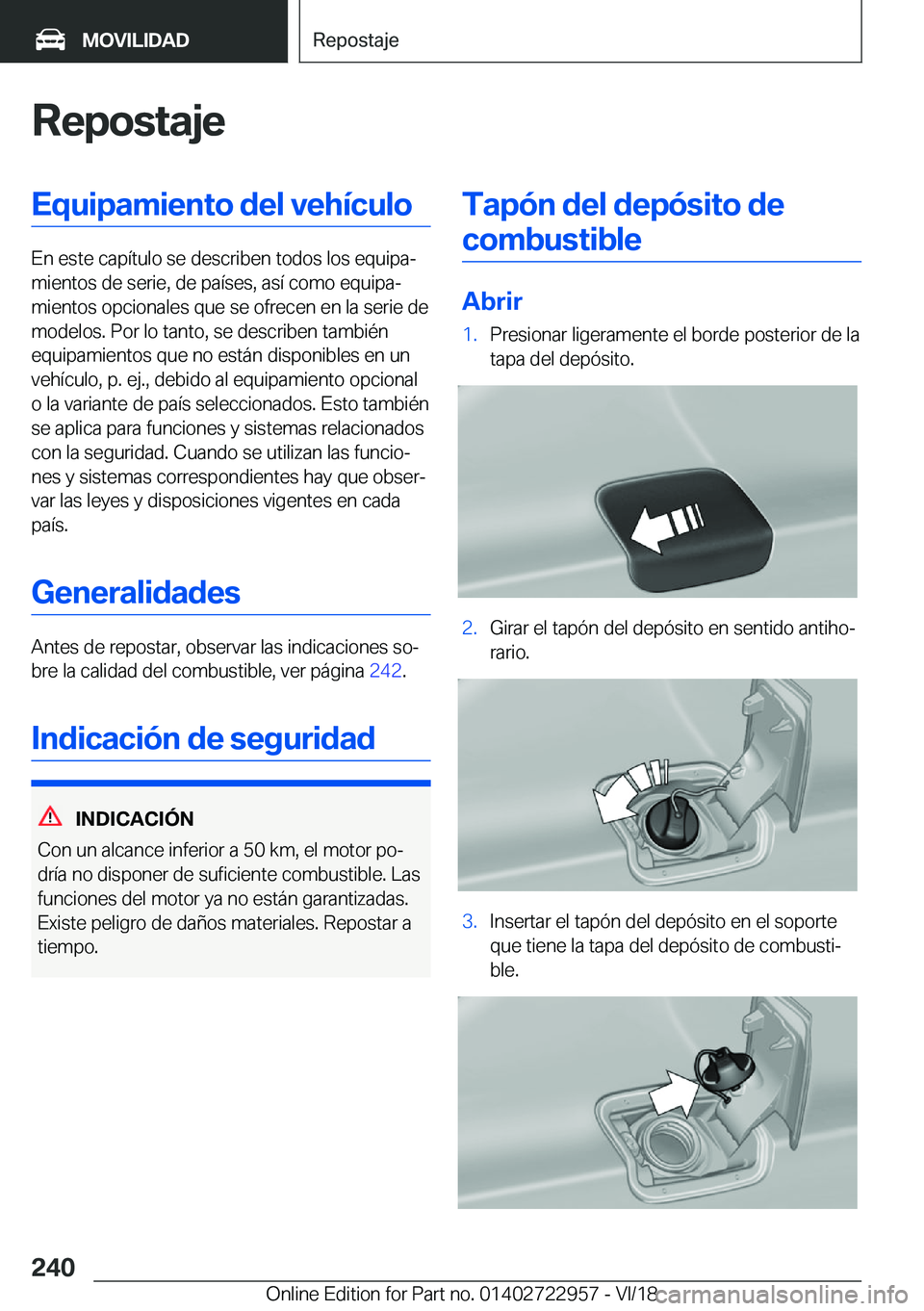 BMW M4 2019  Manuales de Empleo (in Spanish) �R�e�p�o�s�t�a�j�e�E�q�u�i�p�a�m�i�e�n�t�o��d�e�l��v�e�h�