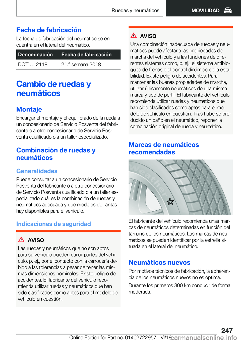 BMW M4 2019  Manuales de Empleo (in Spanish) �F�e�c�h�a��d�e��f�a�b�r�i�c�a�c�i�
