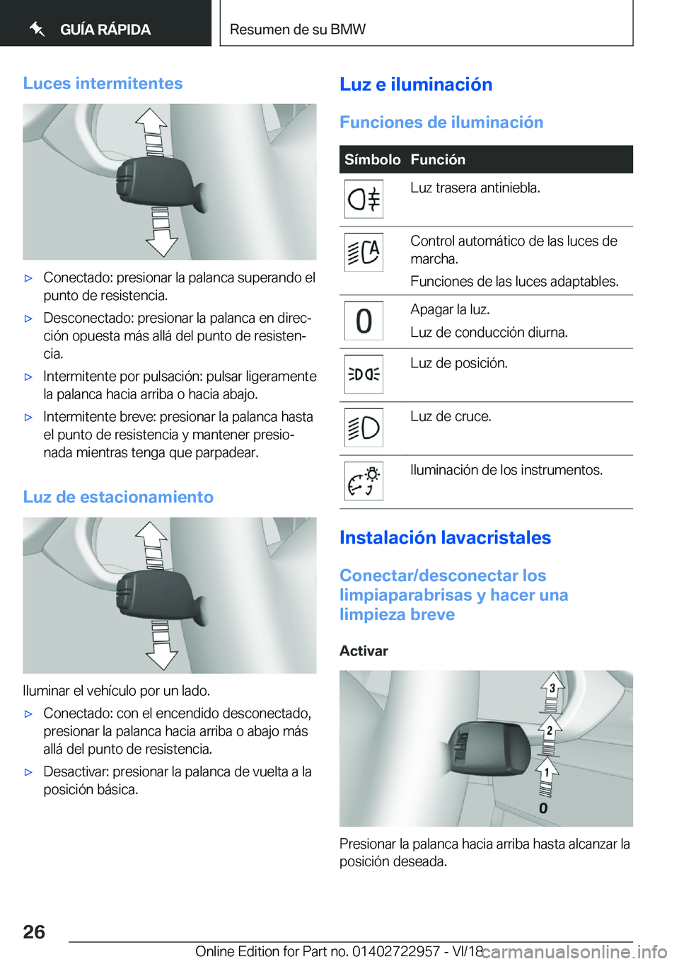 BMW M4 2019  Manuales de Empleo (in Spanish) �L�u�c�e�s��i�n�t�e�r�m�i�t�e�n�t�e�sx�C�o�n�e�c�t�a�d�o�:��p�r�e�s�i�o�n�a�r��l�a��p�a�l�a�n�c�a��s�u�p�e�r�a�n�d�o��e�l
�p�u�n�t�o��d�e��r�e�s�i�s�t�e�n�c�i�a�.x�D�e�s�c�o�n�e�c�t�a�d�o�:�