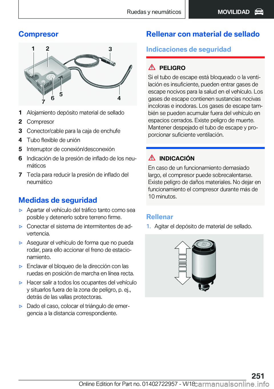 BMW M4 2019  Manuales de Empleo (in Spanish) �C�o�m�p�r�e�s�o�r�1�A�l�o�j�a�m�i�e�n�t�o��d�e�p�