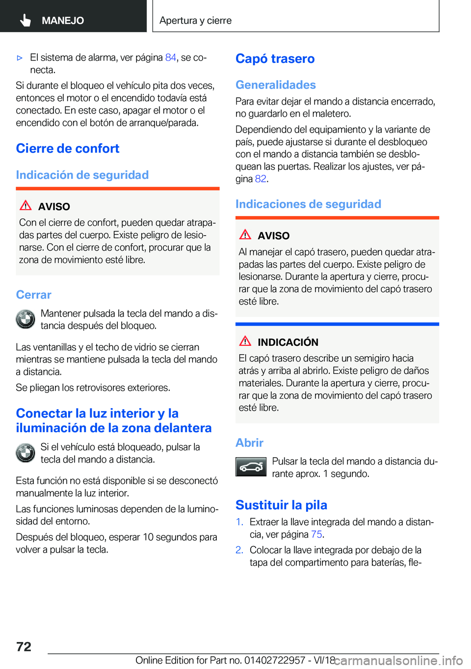 BMW M4 2019  Manuales de Empleo (in Spanish) x�E�l��s�i�s�t�e�m�a��d�e��a�l�a�r�m�a�,��v�e�r��p�