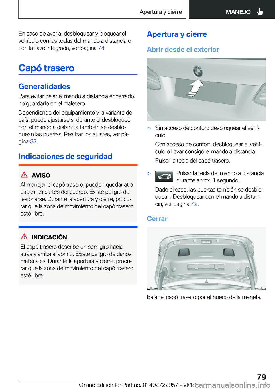 BMW M4 2019  Manuales de Empleo (in Spanish) �E�n��c�a�s�o��d�e��a�v�e�r�
