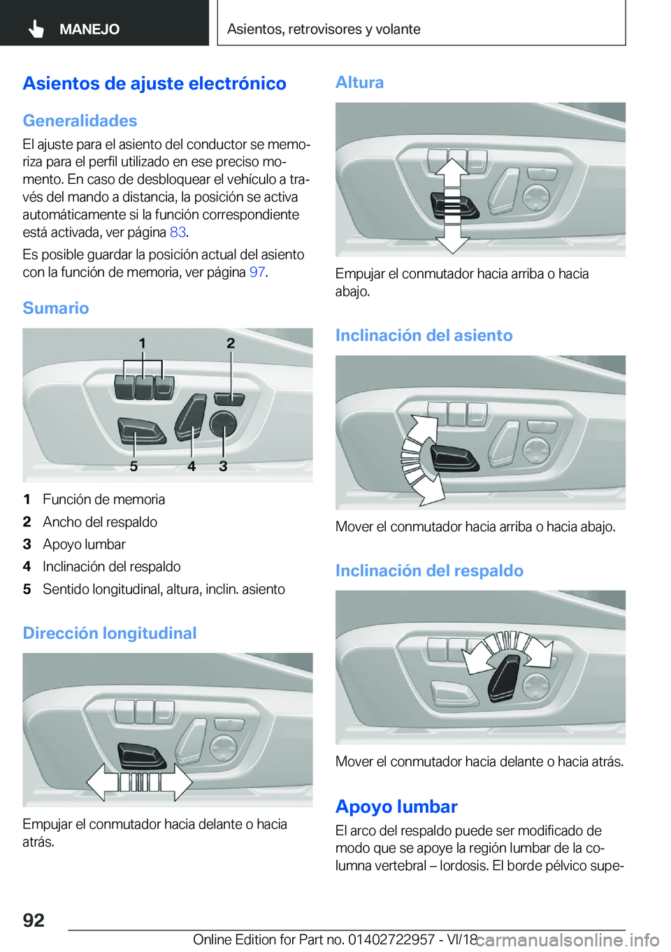 BMW M4 2019  Manuales de Empleo (in Spanish) �A�s�i�e�n�t�o�s��d�e��a�j�u�s�t�e��e�l�e�c�t�r�
