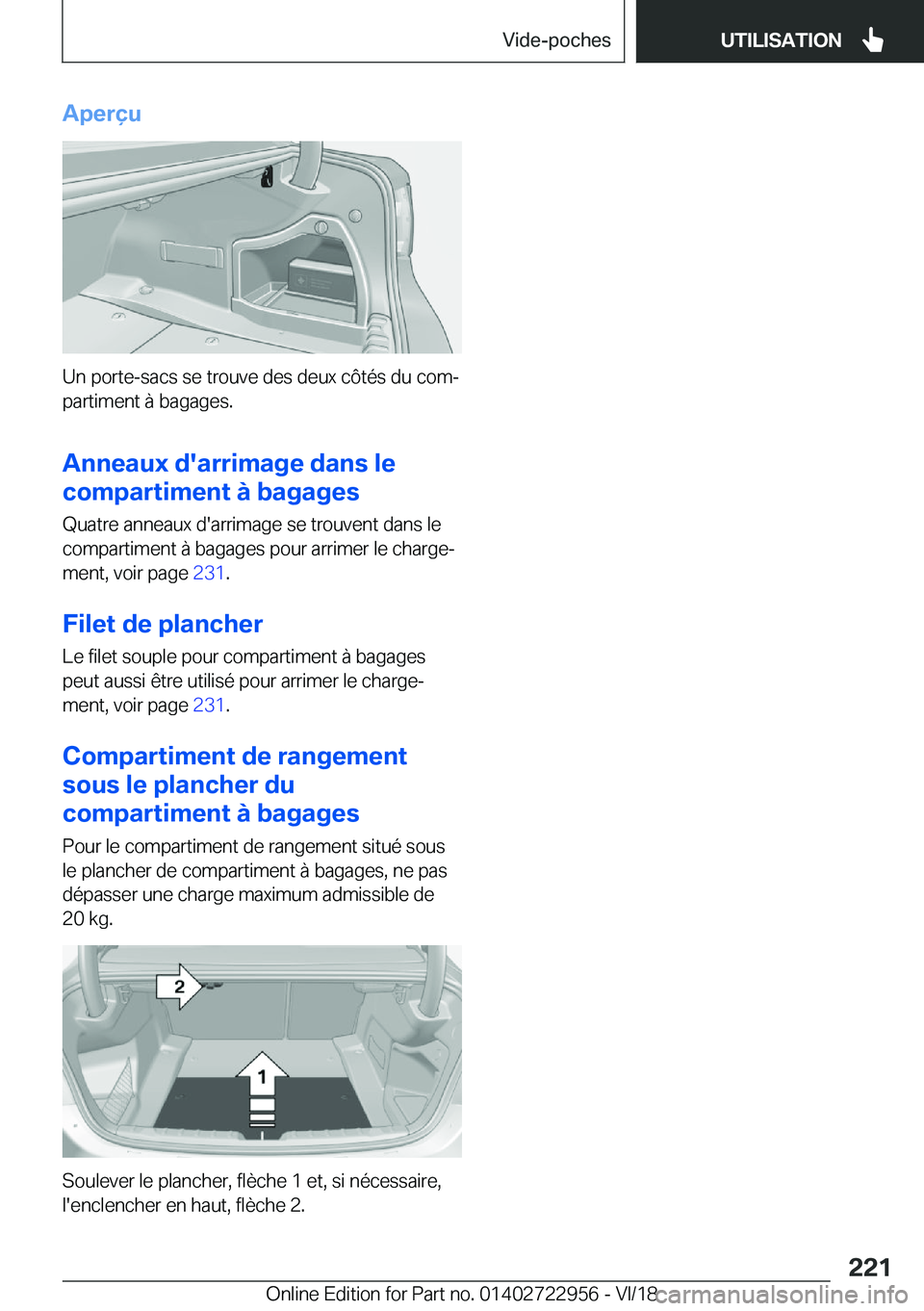 BMW M4 2019  Notices Demploi (in French) �A�p�e�r�ç�u
�U�n��p�o�r�t�e�-�s�a�c�s��s�e��t�r�o�u�v�e��d�e�s��d�e�u�x��c�