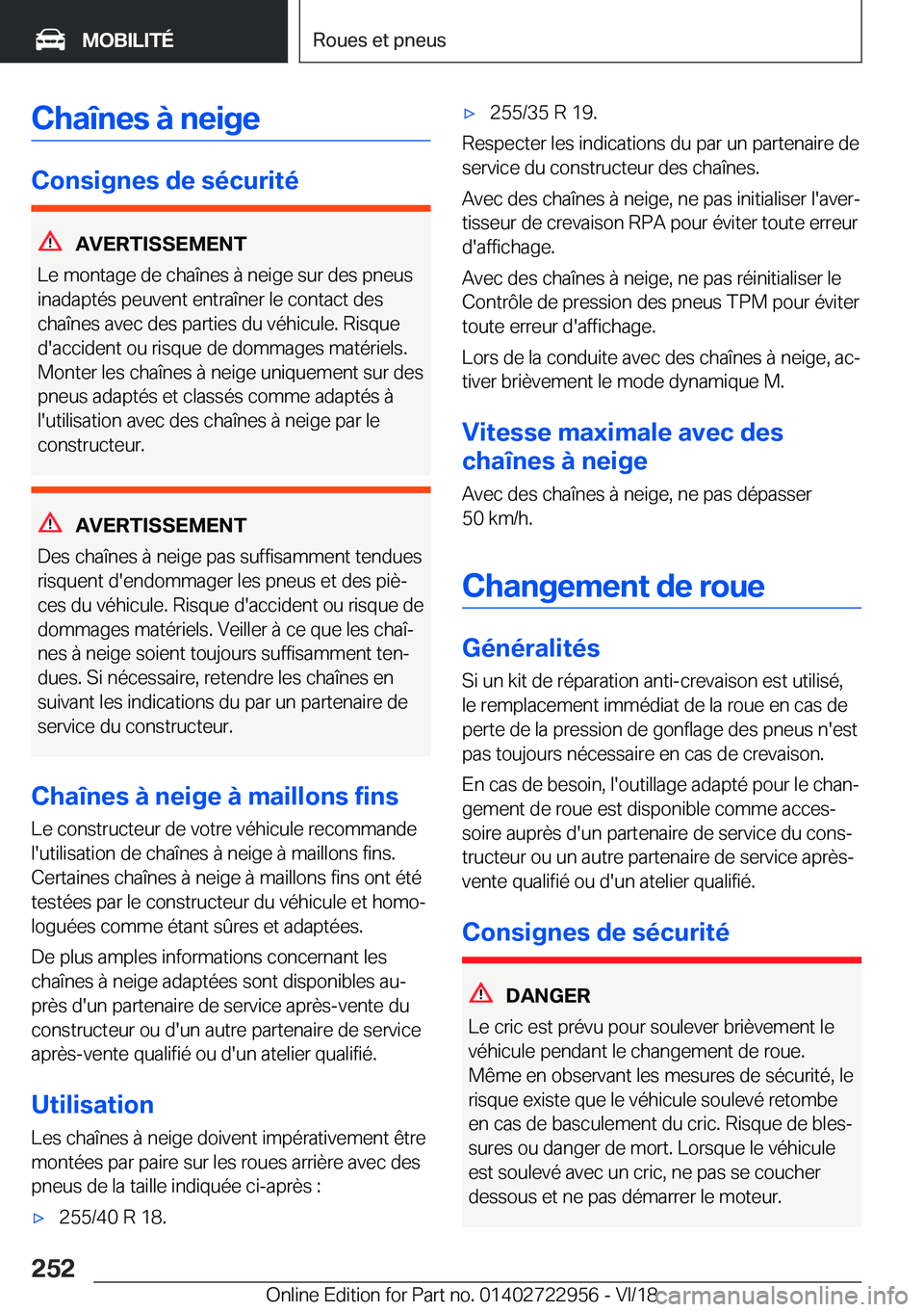 BMW M4 2019  Notices Demploi (in French) �C�h�a�