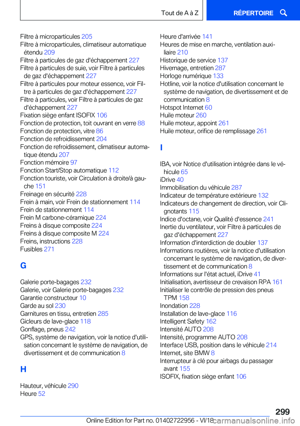 BMW M4 2019  Notices Demploi (in French) �F�i�l�t�r�e��
