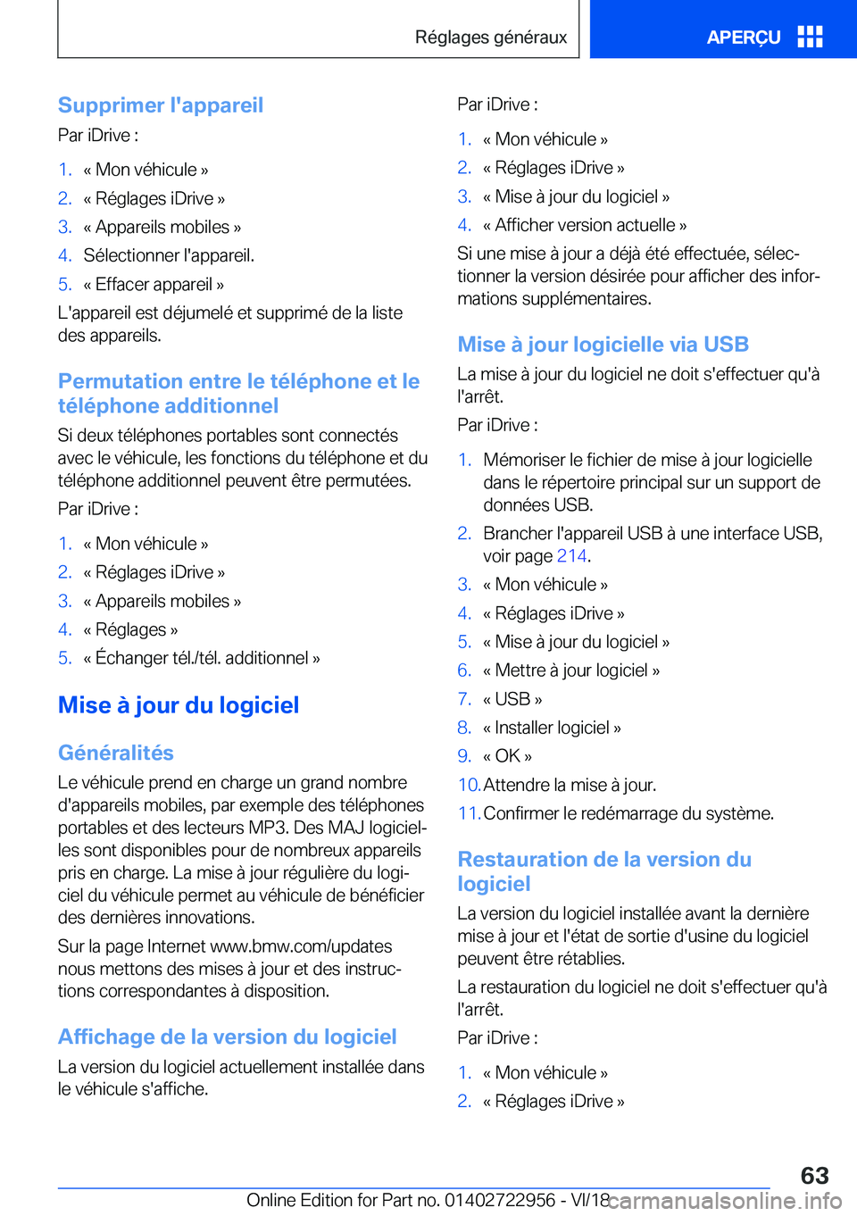 BMW M4 2019  Notices Demploi (in French) �S�u�p�p�r�i�m�e�r��l�'�a�p�p�a�r�e�i�l
�P�a�r��i�D�r�i�v�e��:�1�.�k��M�o�n��v�é�h�i�c�u�l�e��{�2�.�k��R�é�g�l�a�g�e�s��i�D�r�i�v�e��{�3�.�k��A�p�p�a�r�e�i�l�s��m�o�b�i�l�e�s��{�4�.�