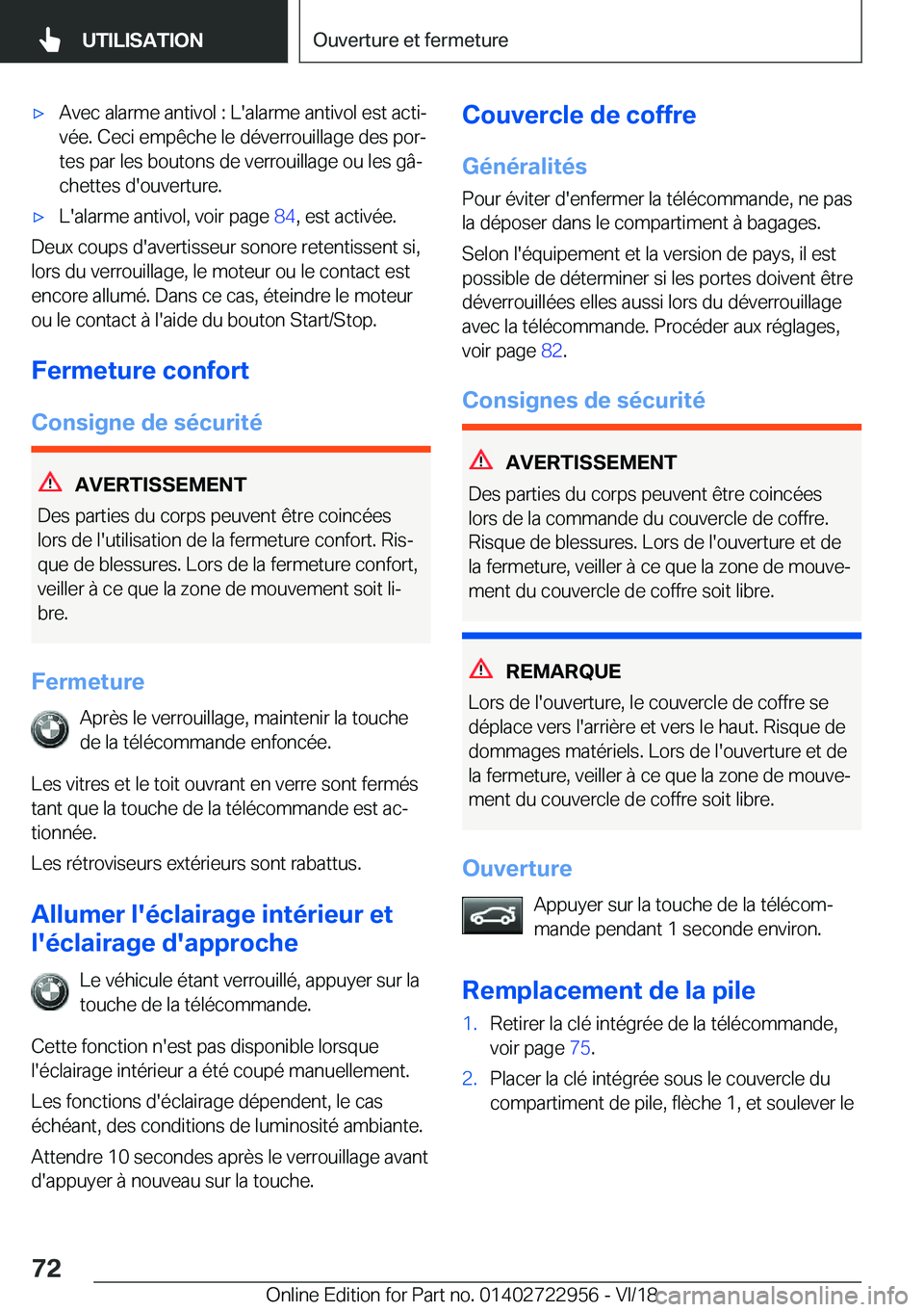 BMW M4 2019  Notices Demploi (in French) 'x�A�v�e�c��a�l�a�r�m�e��a�n�t�i�v�o�l��:��L�'�a�l�a�r�m�e��a�n�t�i�v�o�l��e�s�t��a�c�t�ij�v�é�e�.��C�e�c�i��e�m�p�ê�c�h�e��l�e��d�é�v�e�r�r�o�u�i�l�l�a�g�e��d�e�s��p�o�rj
�t