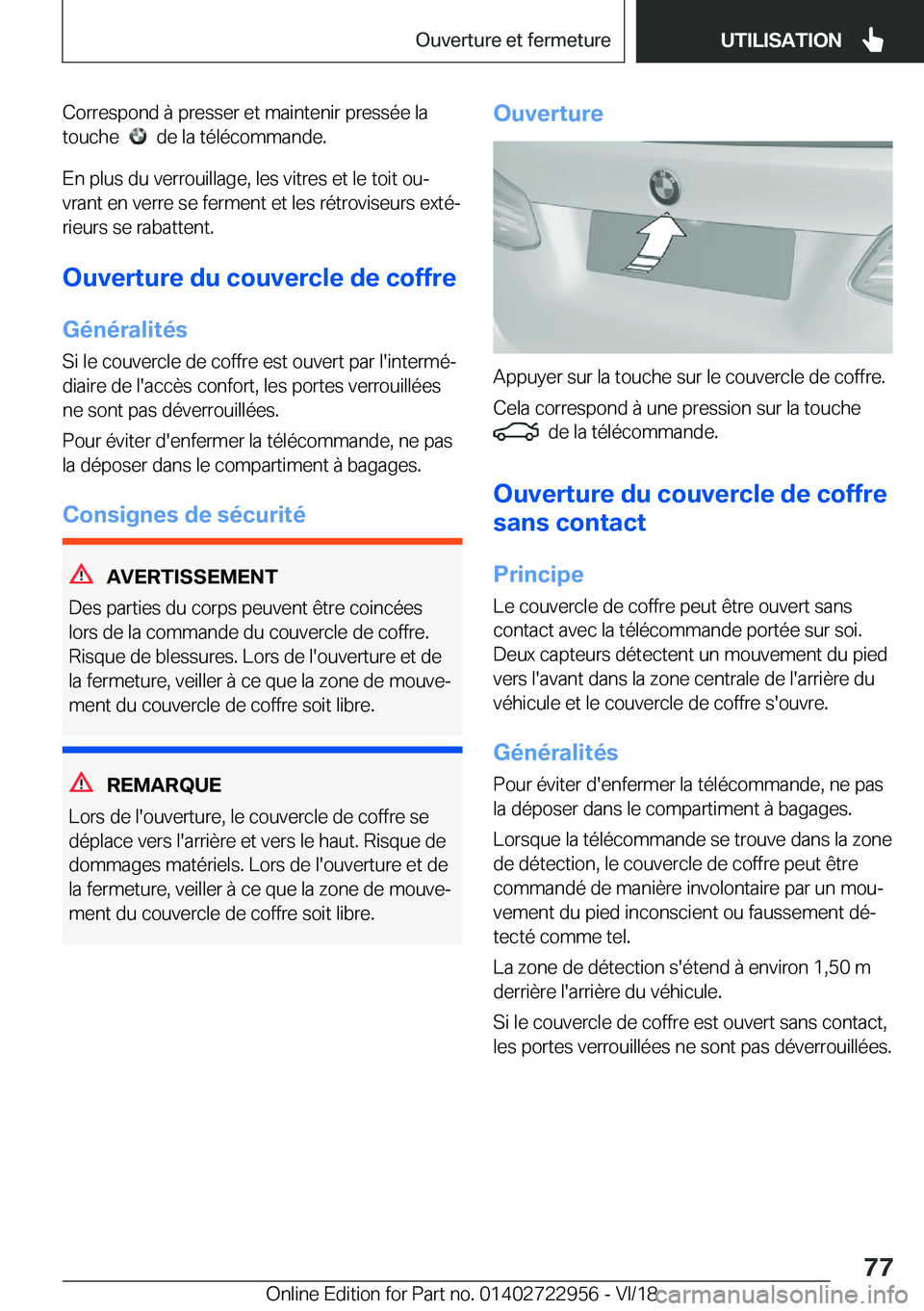 BMW M4 2019  Notices Demploi (in French) �C�o�r�r�e�s�p�o�n�d��