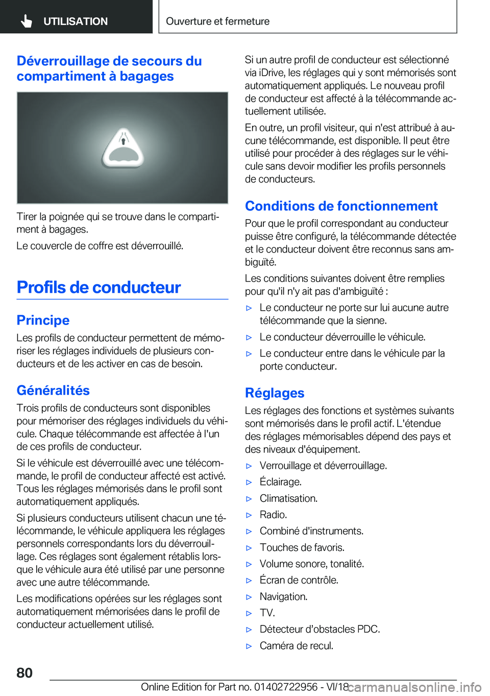 BMW M4 2019  Notices Demploi (in French) �D�é�v�e�r�r�o�u�i�l�l�a�g�e��d�e��s�e�c�o�u�r�s��d�u
�c�o�m�p�a�r�t�i�m�e�n�t��