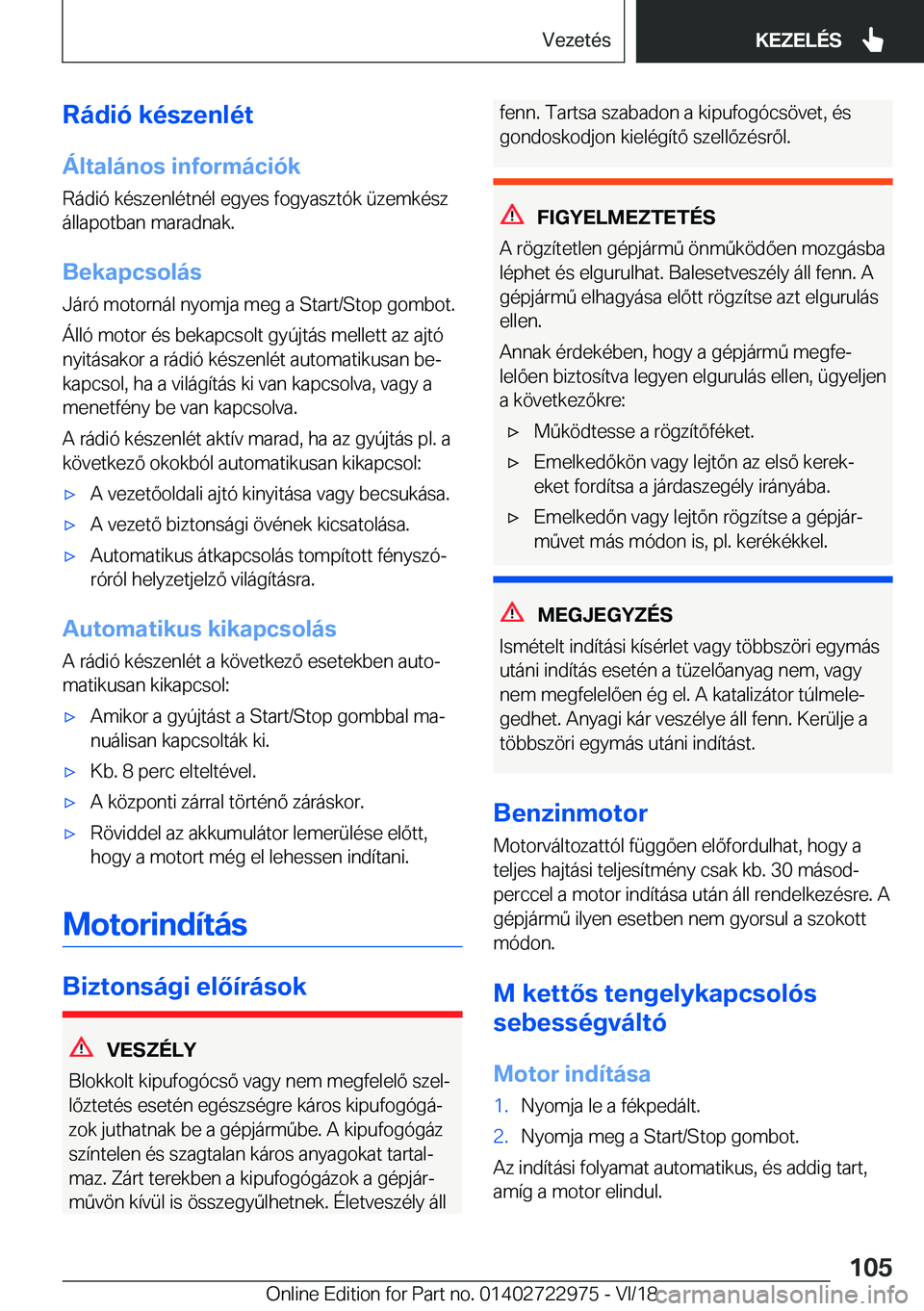 BMW M4 2019  Kezelési útmutató (in Hungarian) �R�