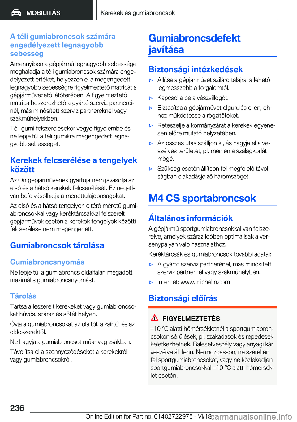 BMW M4 2019  Kezelési útmutató (in Hungarian) �A��t�