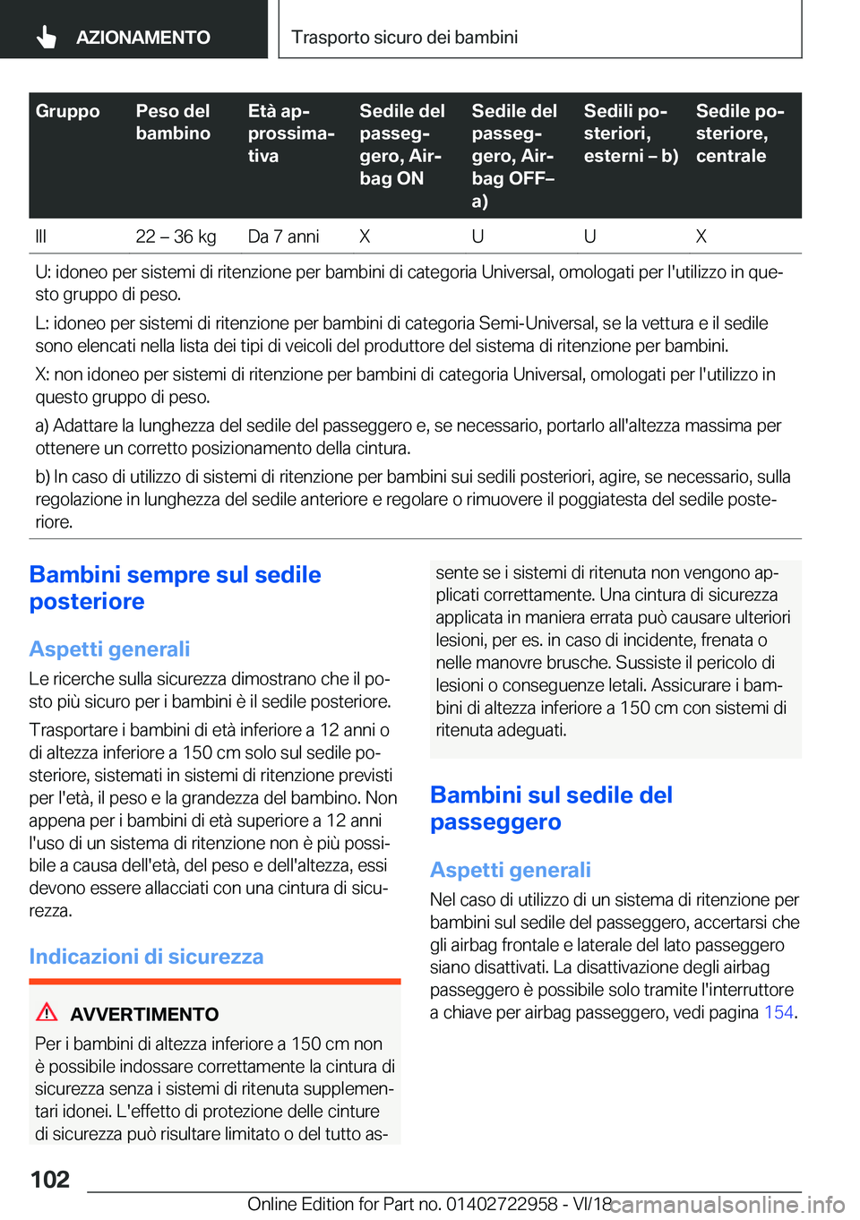 BMW M4 2019  Libretti Di Uso E manutenzione (in Italian) �G�r�u�p�p�o�P�e�s�o��d�e�l
�b�a�m�b�i�n�o�E�t�