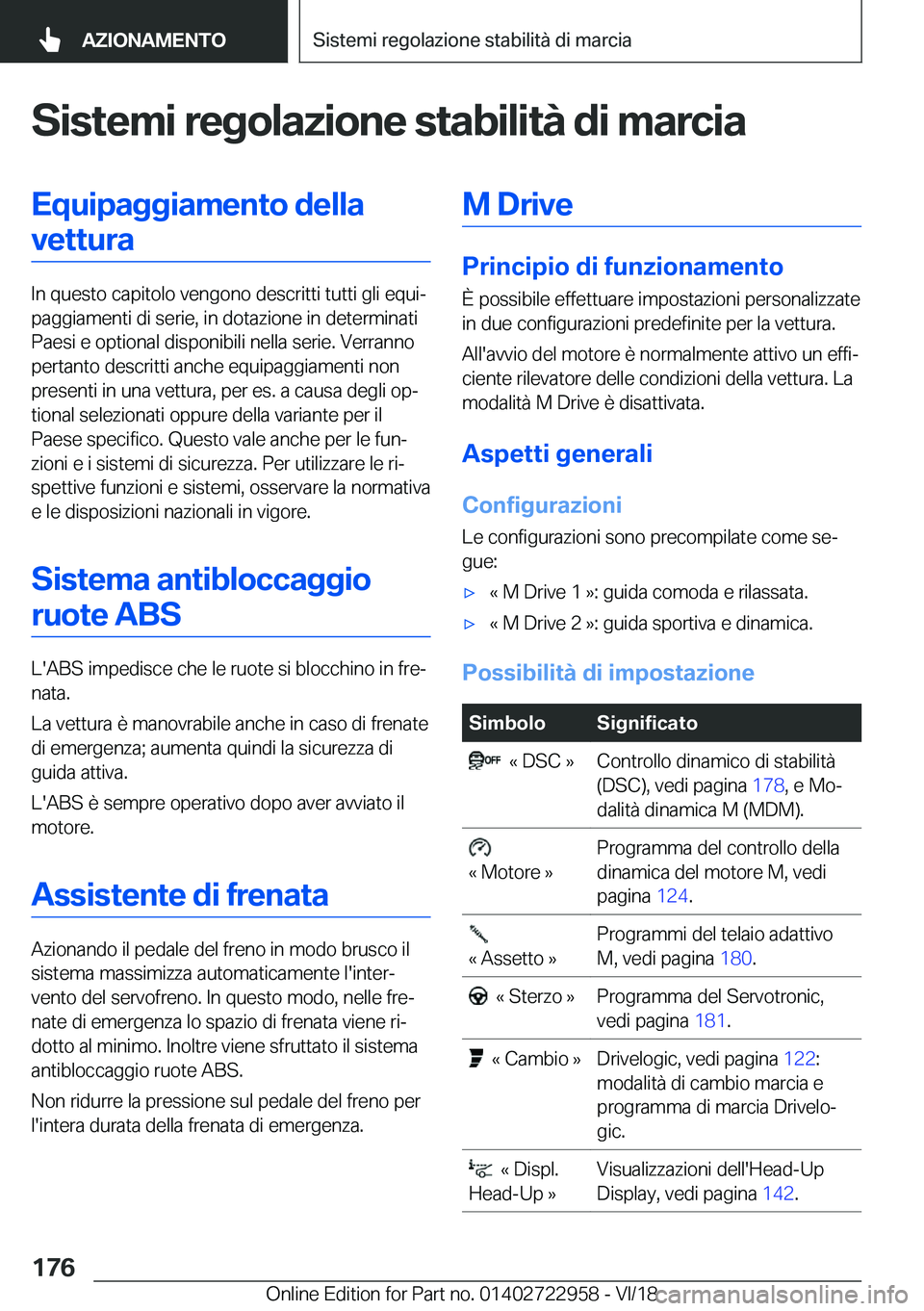 BMW M4 2019  Libretti Di Uso E manutenzione (in Italian) �S�i�s�t�e�m�i��r�e�g�o�l�a�z�i�o�n�e��s�t�a�b�i�l�i�t�