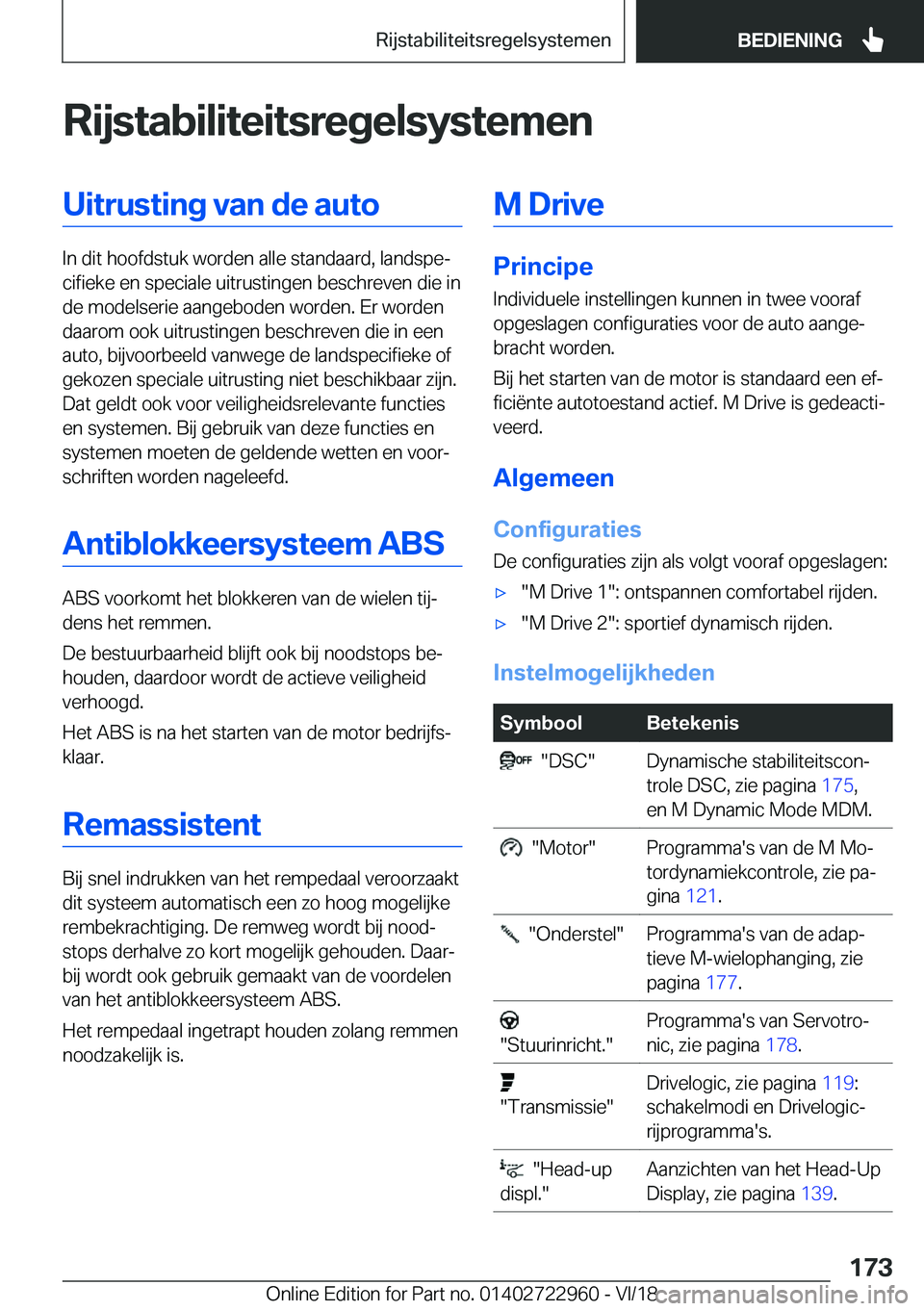 BMW M4 2019  Instructieboekjes (in Dutch) �R�i�j�s�t�a�b�i�l�i�t�e�i�t�s�r�e�g�e�l�s�y�s�t�e�m�e�n�U�i�t�r�u�s�t�i�n�g��v�a�n��d�e��a�u�t�o
�I�n��d�i�t��h�o�o�f�d�s�t�u�k��w�o�r�d�e�n��a�l�l�e��s�t�a�n�d�a�a�r�d�,��l�a�n�d�s�p�ej�c�