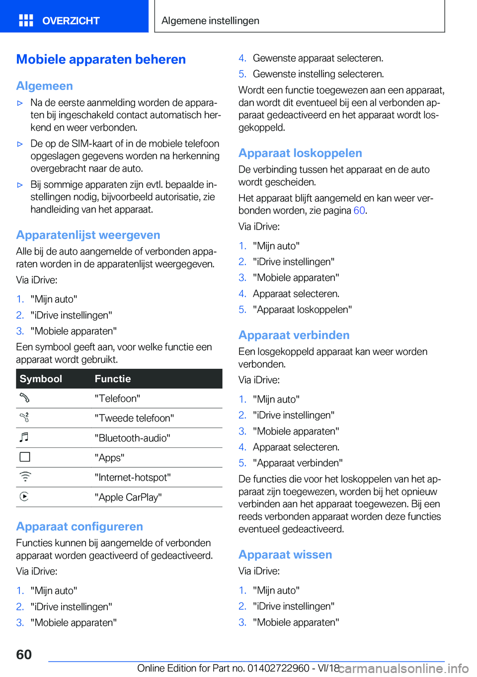 BMW M4 2019  Instructieboekjes (in Dutch) �M�o�b�i�e�l�e��a�p�p�a�r�a�t�e�n��b�e�h�e�r�e�n
�A�l�g�e�m�e�e�n'x�N�a��d�e��e�e�r�s�t�e��a�a�n�m�e�l�d�i�n�g��w�o�r�d�e�n��d�e��a�p�p�a�r�aj
�t�e�n��b�i�j��i�n�g�e�s�c�h�a�k�e�l�d��c
