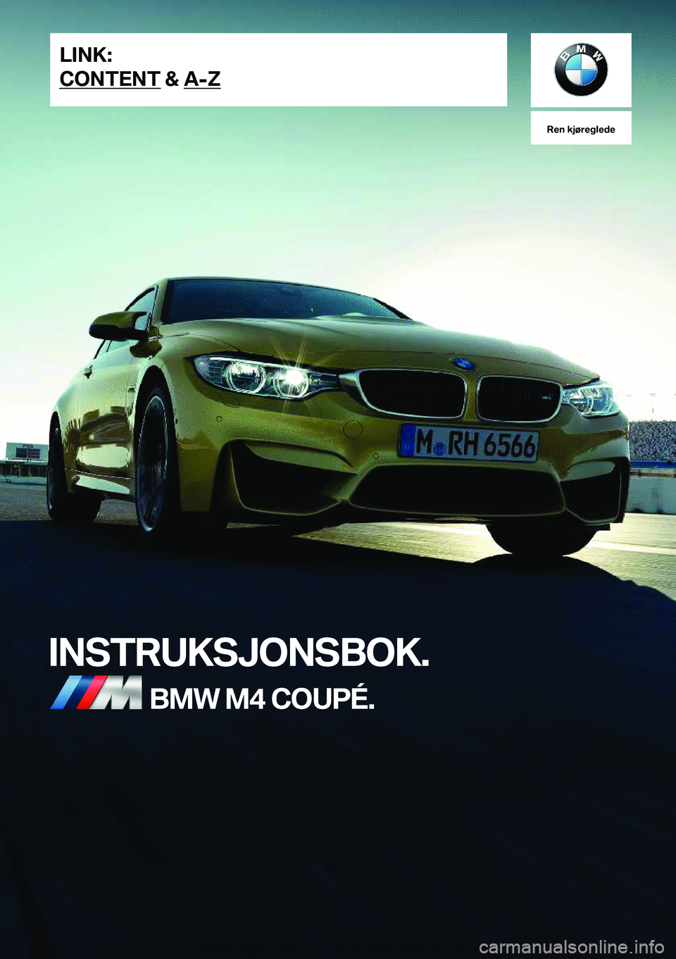 BMW M4 2019  InstruksjonsbØker (in Norwegian) �R�e�n��k�j�