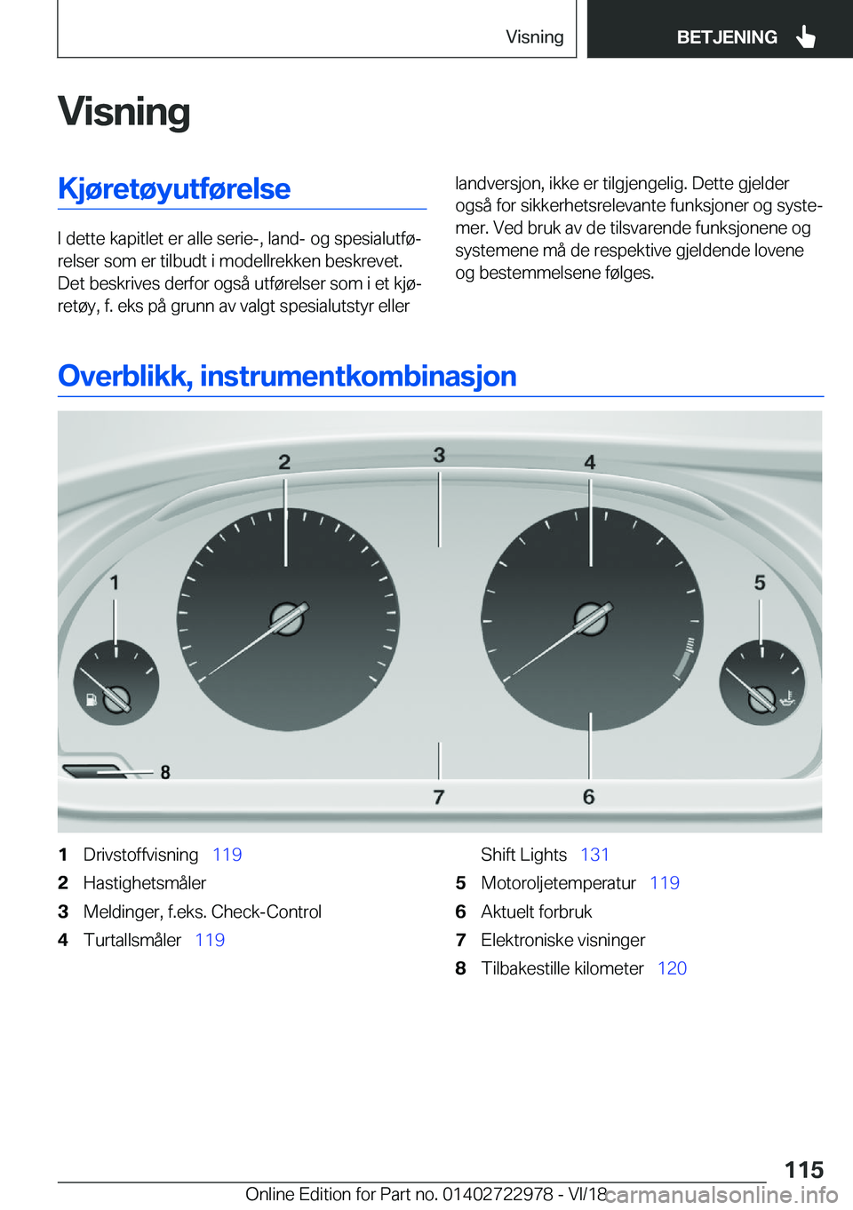 BMW M4 2019  InstruksjonsbØker (in Norwegian) �V�i�s�n�i�n�g�K�j�