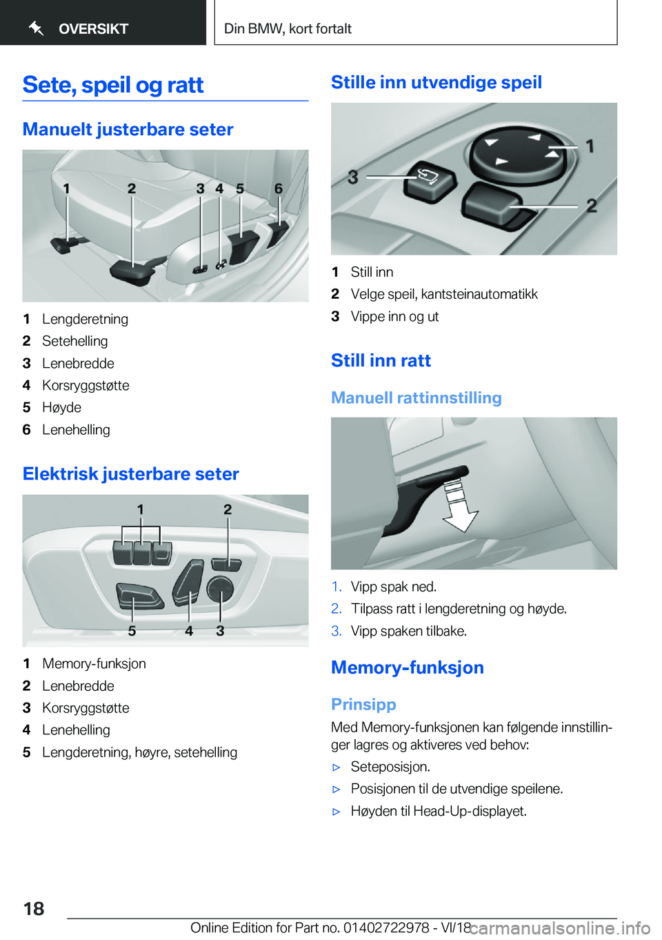 BMW M4 2019  InstruksjonsbØker (in Norwegian) �S�e�t�e�,��s�p�e�i�l��o�g��r�a�t�t
�M�a�n�u�e�l�t��j�u�s�t�e�r�b�a�r�e��s�e�t�e�r
�1�L�e�n�g�d�e�r�e�t�n�i�n�g�2�S�e�t�e�h�e�l�l�i�n�g�3�L�e�n�e�b�r�e�d�d�e�4�K�o�r�s�r�y�g�g�s�t�