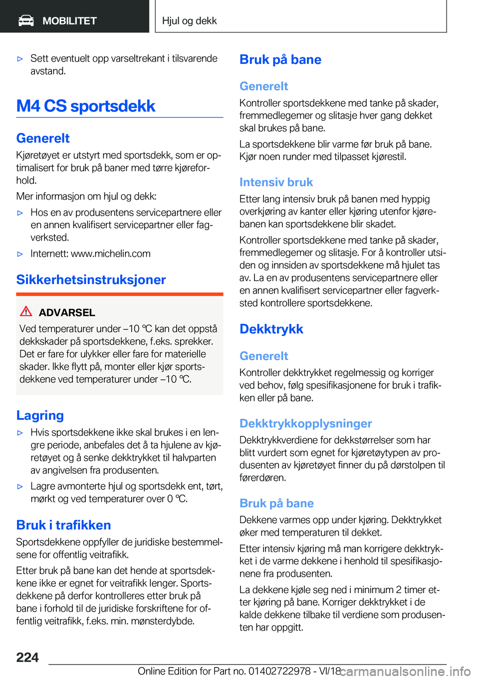 BMW M4 2019  InstruksjonsbØker (in Norwegian) 'x�S�e�t�t��e�v�e�n�t�u�e�l�t��o�p�p��v�a�r�s�e�l�t�r�e�k�a�n�t��i��t�i�l�s�v�a�r�e�n�d�e�a�v�s�t�a�n�d�.
�M�4��C�S��s�p�o�r�t�s�d�e�k�k
�G�e�n�e�r�e�l�t
�K�j�