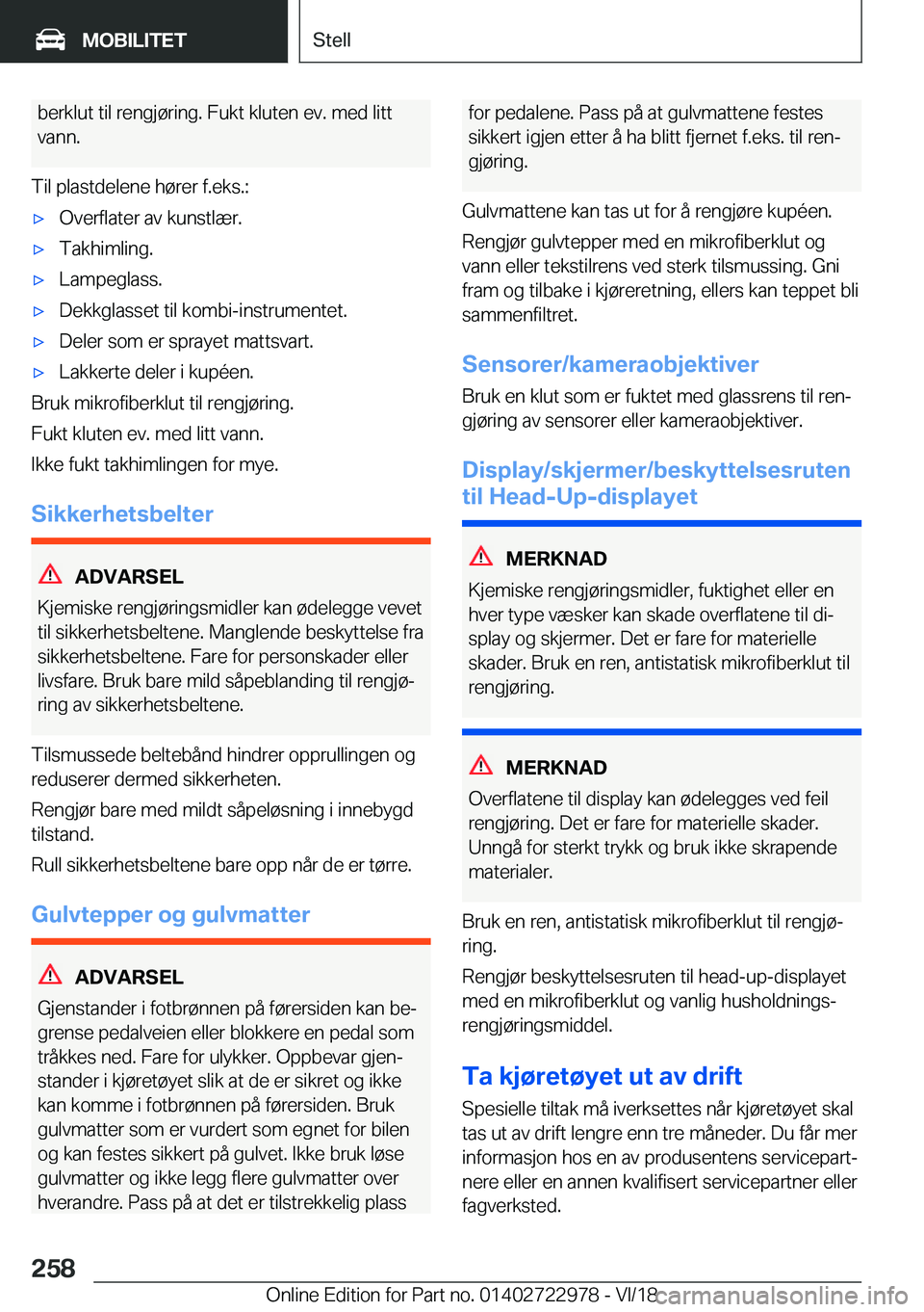BMW M4 2019  InstruksjonsbØker (in Norwegian) �b�e�r�k�l�u�t��t�i�l��r�e�n�g�j�