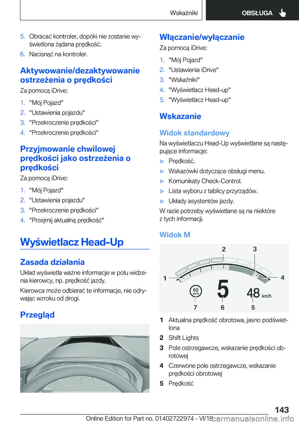 BMW M4 2019  Instrukcja obsługi (in Polish) �5�.�O�b�r�a�c�a�