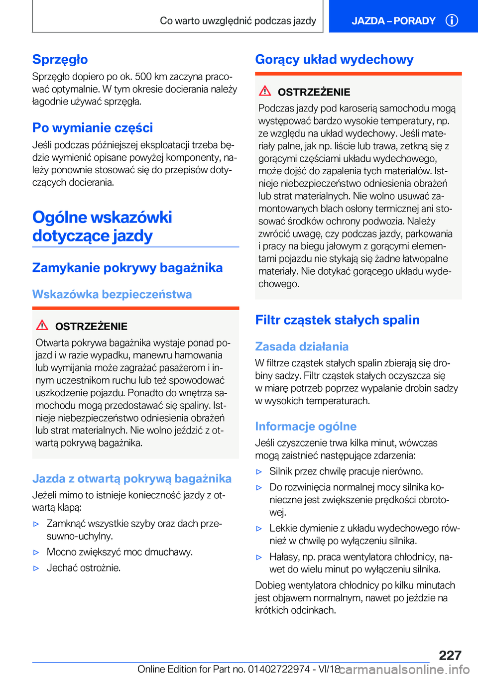 BMW M4 2019  Instrukcja obsługi (in Polish) �S�p�r�z�