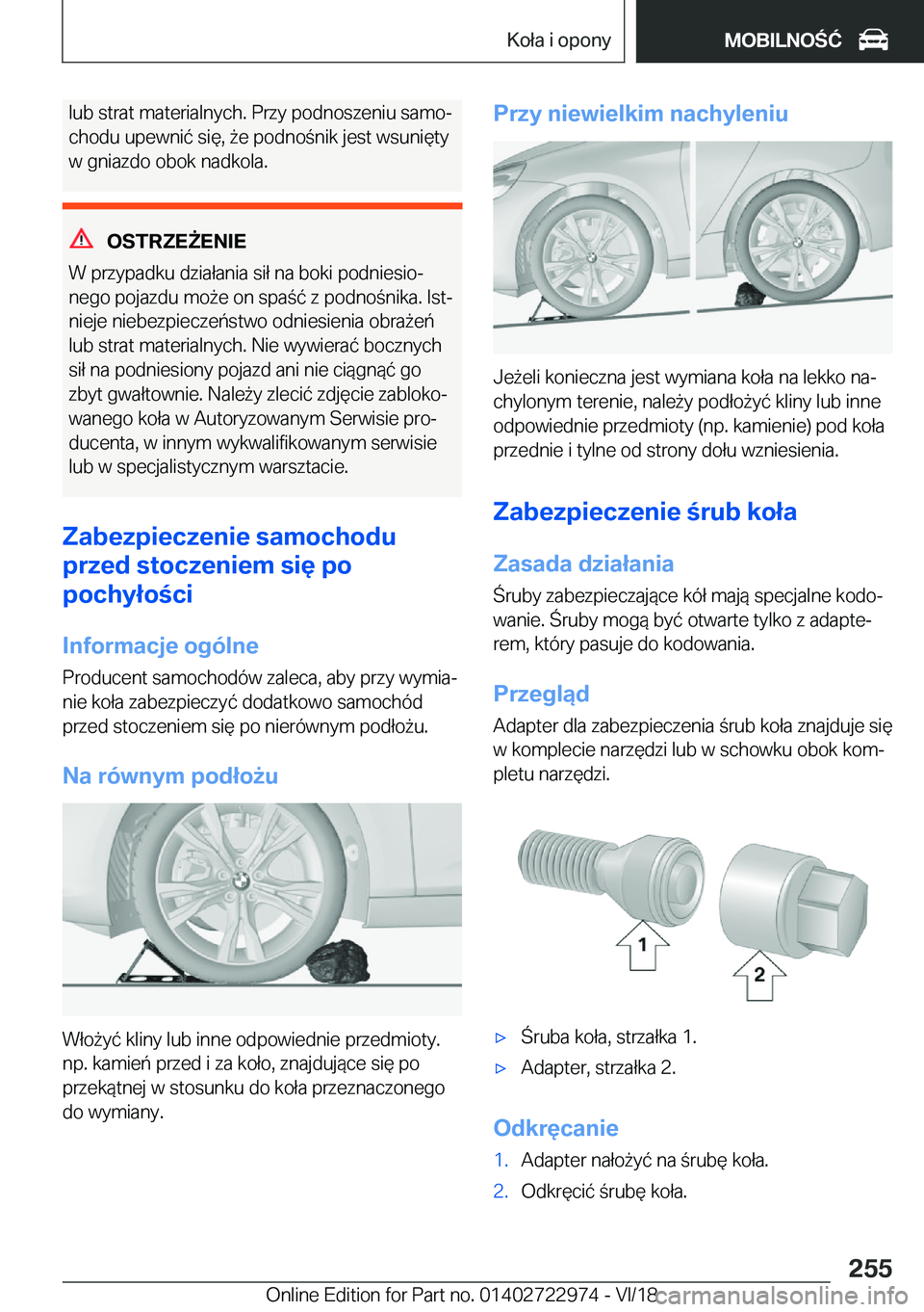 BMW M4 2019  Instrukcja obsługi (in Polish) �l�u�b��s�t�r�a�t��m�a�t�e�r�i�a�l�n�y�c�h�.��P�r�z�y��p�o�d�n�o�s�z�e�n�i�u��s�a�m�oj�c�h�o�d�u��u�p�e�w�n�i�