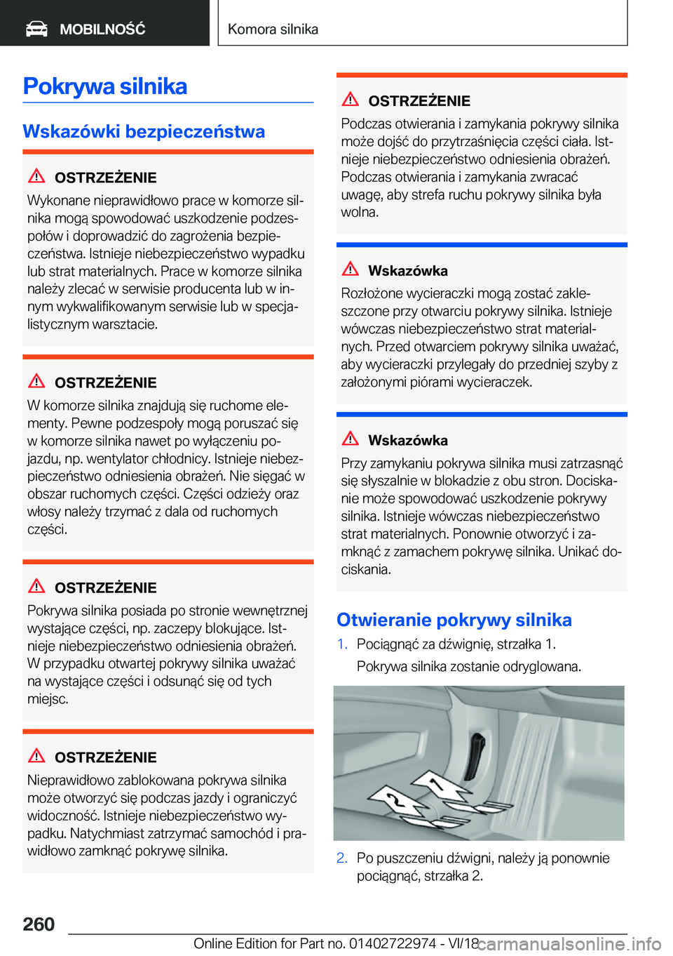 BMW M4 2019  Instrukcja obsługi (in Polish) �P�o�k�r�y�w�a��s�i�l�n�i�k�a
�W�s�k�a�z�