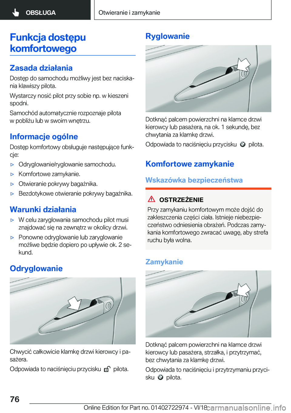 BMW M4 2019  Instrukcja obsługi (in Polish) �F�u�n�k�c�j�a��d�o�s�t�