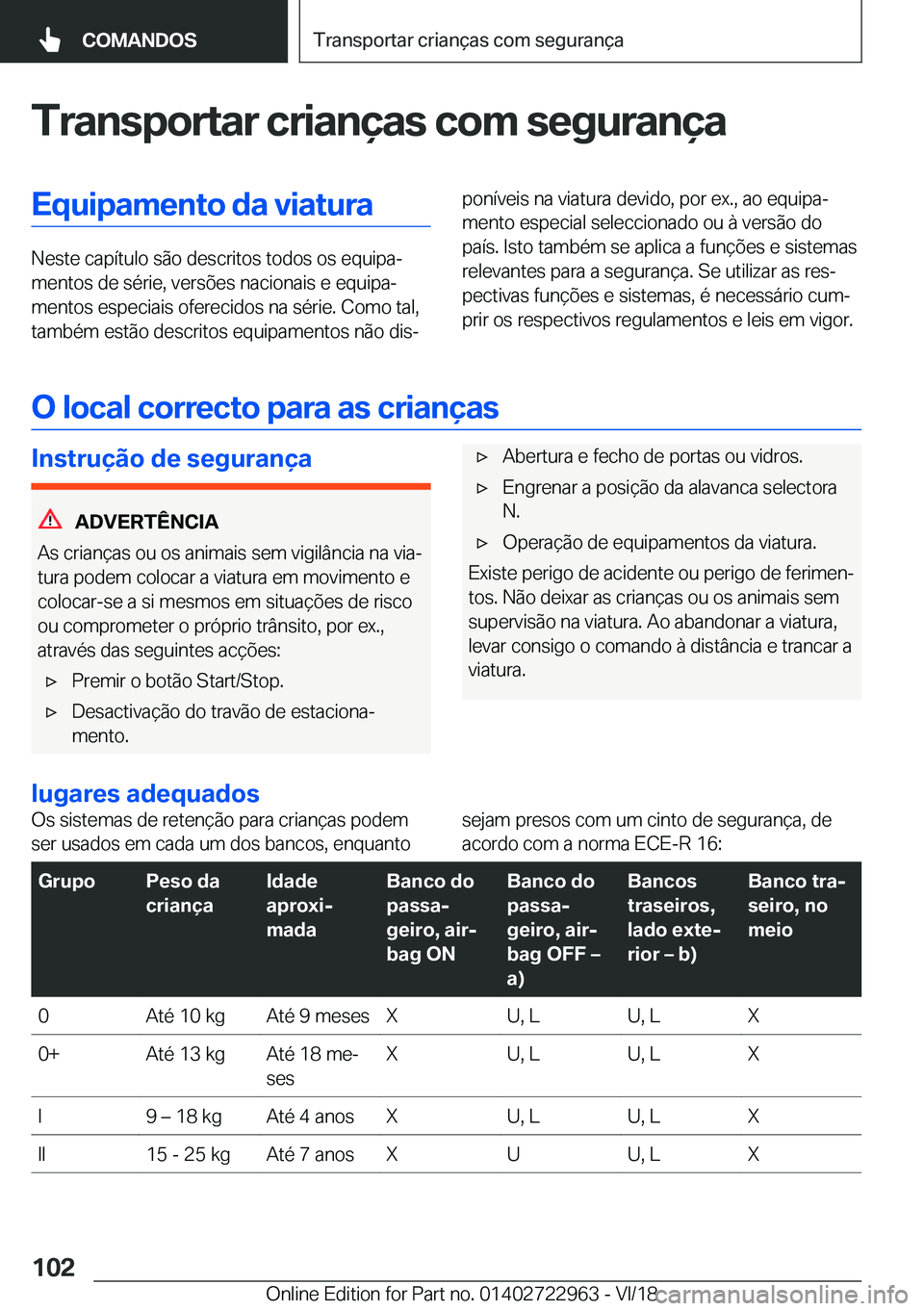 BMW M4 2019  Manual do condutor (in Portuguese) �T�r�a�n�s�p�o�r�t�a�r��c�r�i�a�n�