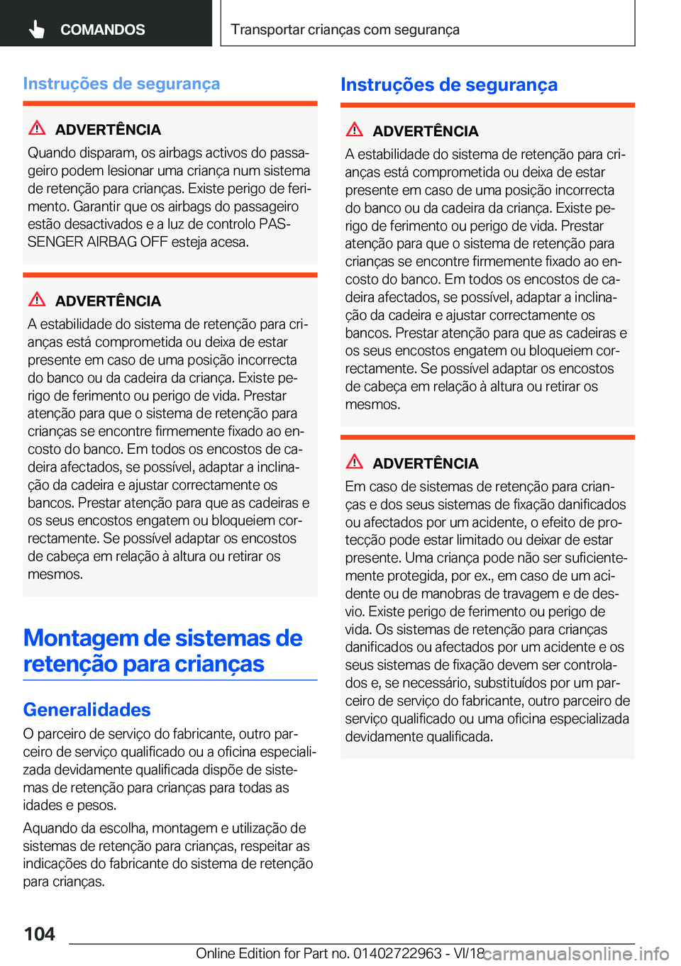 BMW M4 2019  Manual do condutor (in Portuguese) �I�n�s�t�r�u�