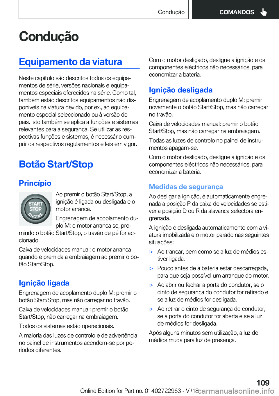 BMW M4 2019  Manual do condutor (in Portuguese) �C�o�n�d�u�