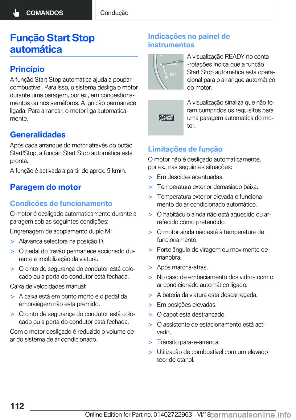 BMW M4 2019  Manual do condutor (in Portuguese) �F�u�n�