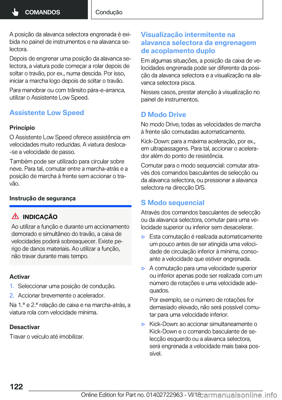 BMW M4 2019  Manual do condutor (in Portuguese) �A��p�o�s�i�