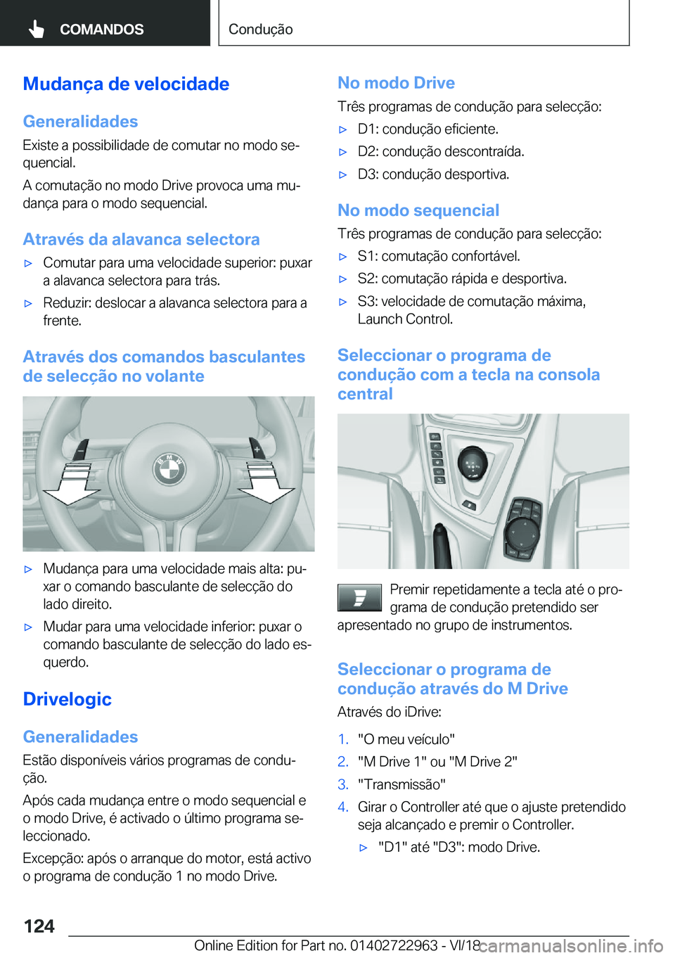 BMW M4 2019  Manual do condutor (in Portuguese) �M�u�d�a�n�