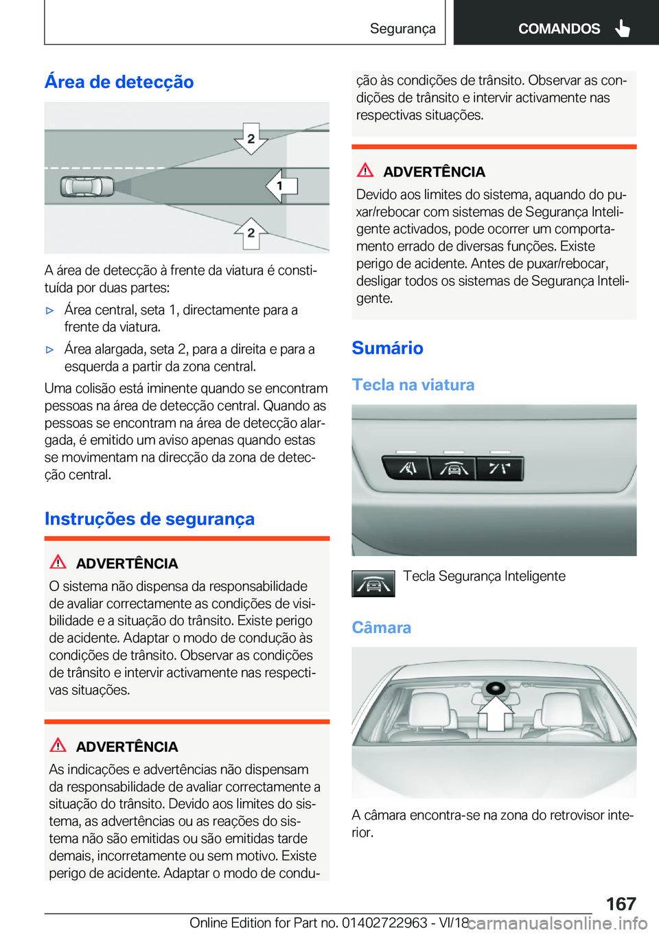BMW M4 2019  Manual do condutor (in Portuguese) �Á�r�e�a��d�e��d�e�t�e�c�